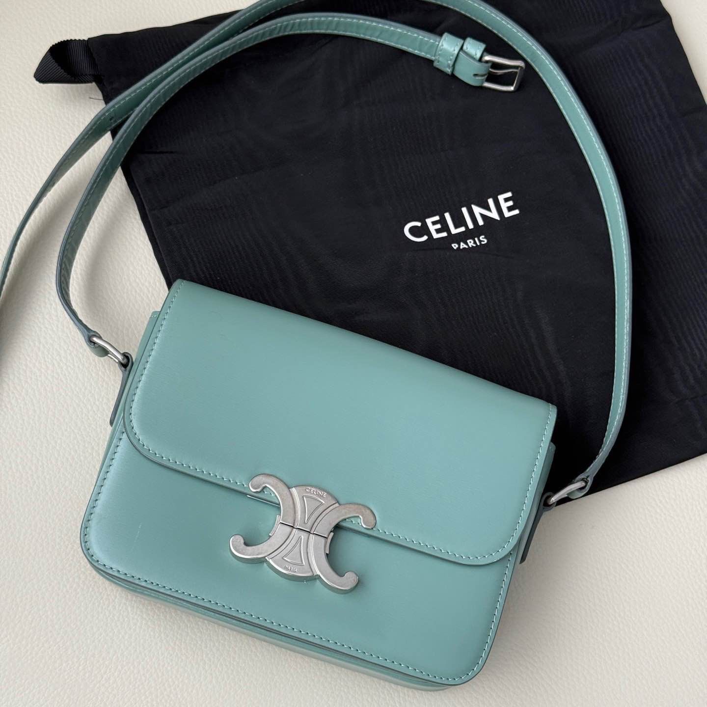 Celine CELINE Teen Triomphe Leather Shoulder Bag Size ONE SIZE - 1 Thumbnail