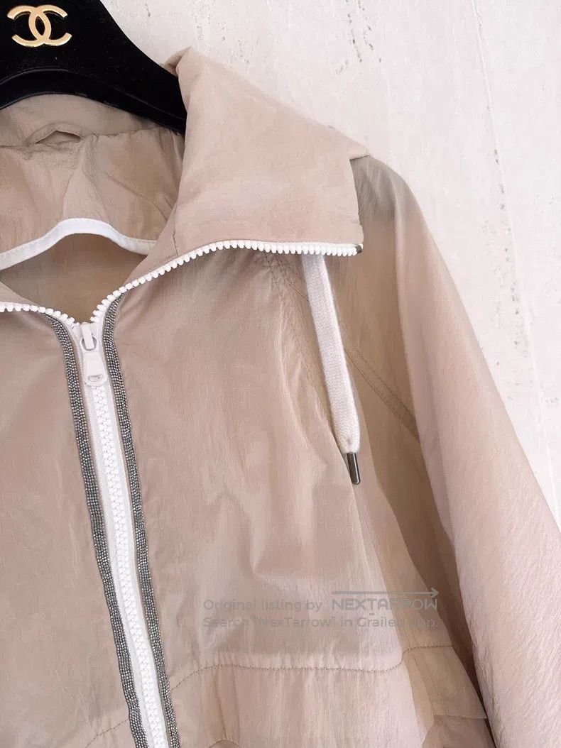 Brunello Cucinelli Brunello Cucinelli Beige bat-wing sleeve windproof jacket Size XS / US 0-2 / IT 36-38 - 3 Thumbnail