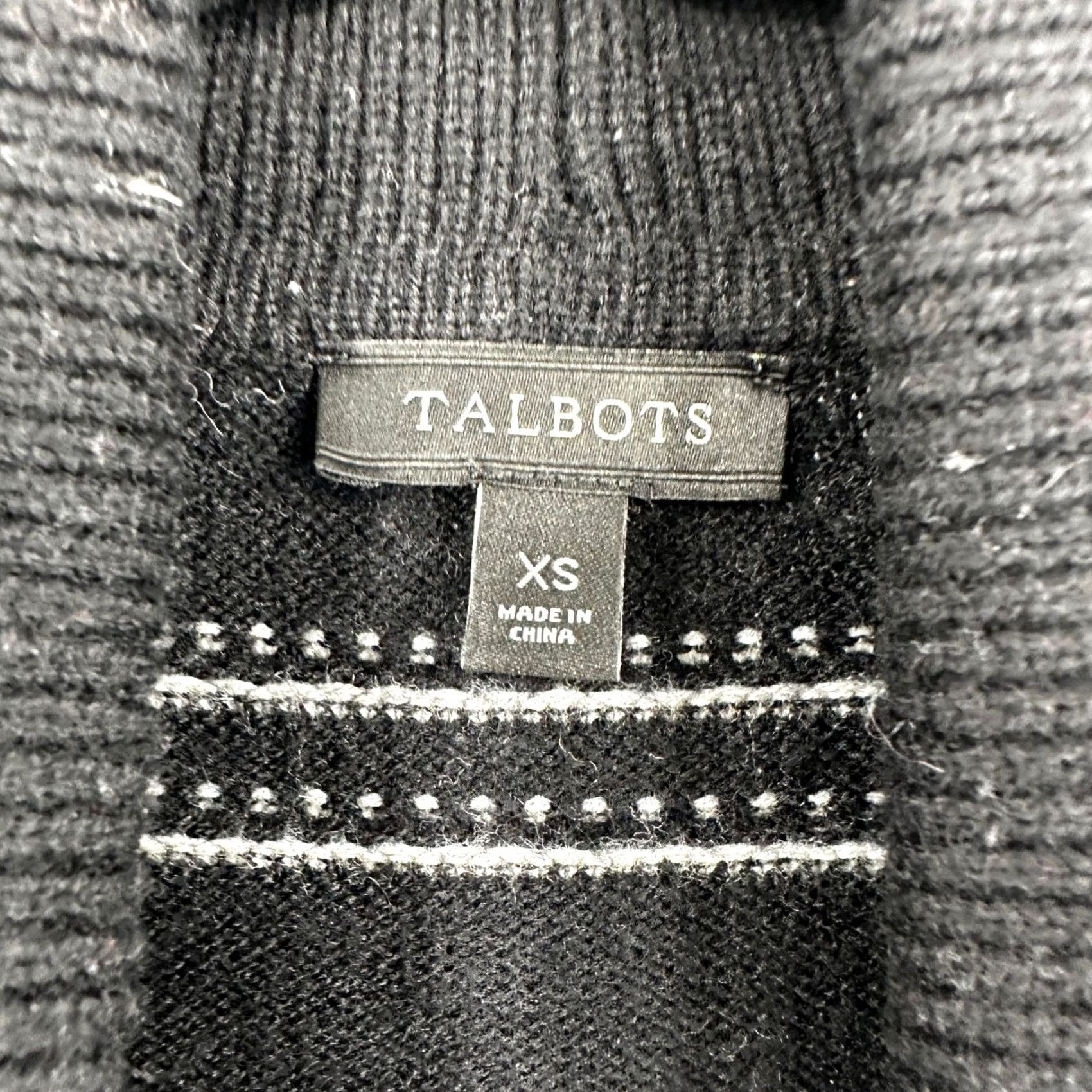 Talbots VINTAGE Talbots Black Fair Isle Geometric Shawl Collar Cardigan Lambswool Sweater XS Size XS / US 0-2 / IT 36-38 - 4 Thumbnail