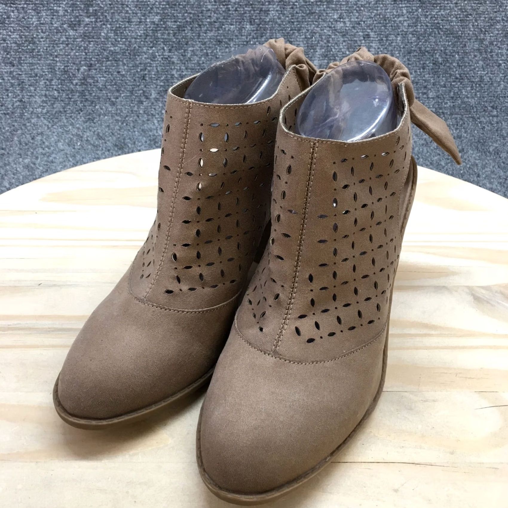 Vintage Maurices Candace Bootie Womens 9.5 Brown Faux Leather Slingback Heel Boot Size US 10 / IT 40 - 3 Thumbnail
