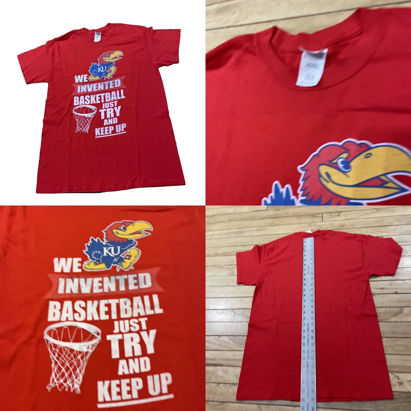 Gildan VINTAGE KANSAS Jayhawks Shirt Men M Red "We Invented Basketball" NCAA March Madness Tee Size US M / EU 48-50 / 2 - 9 Thumbnail