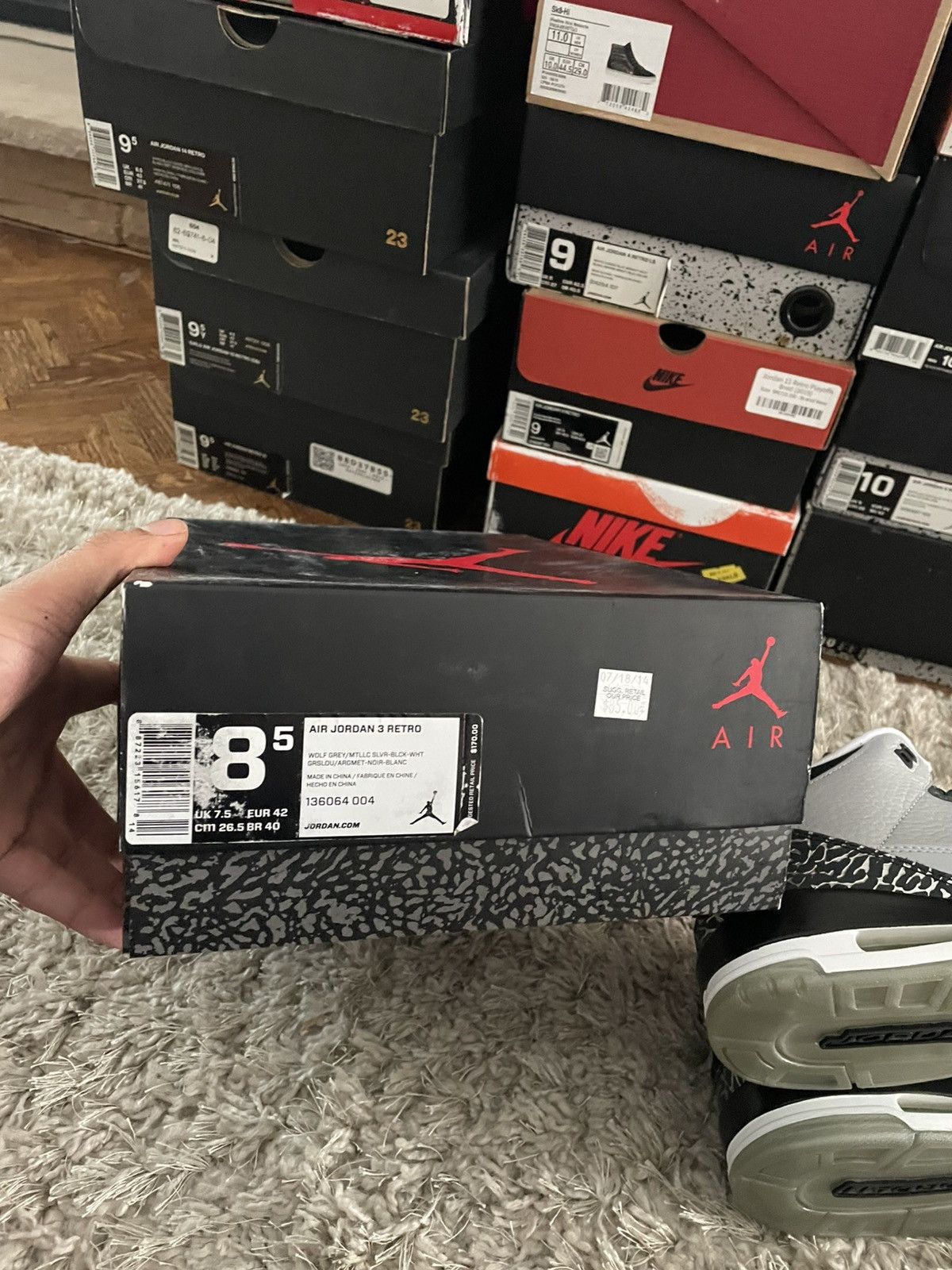 Jordan Brand Jordan 3 Wolf Grey Size US 8.5 / EU 41-42 - 10 Thumbnail