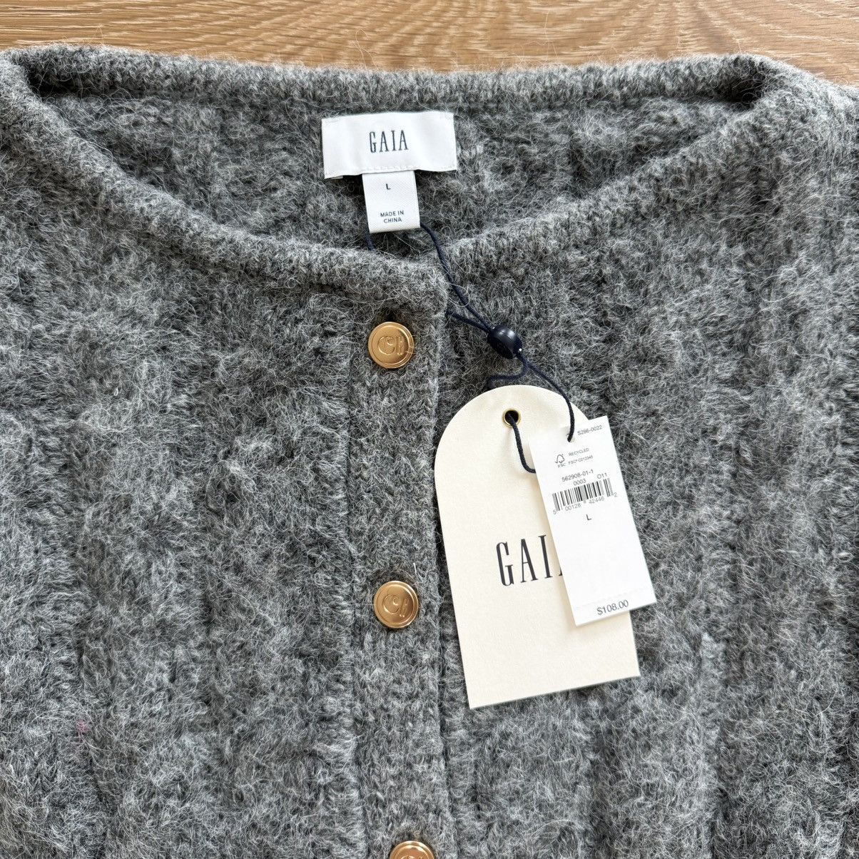 Cult Gaia Gap x Cult Gaia Cropped Cable Knit Grey Cardigan Size L / US 10 / IT 46 - 3 Thumbnail