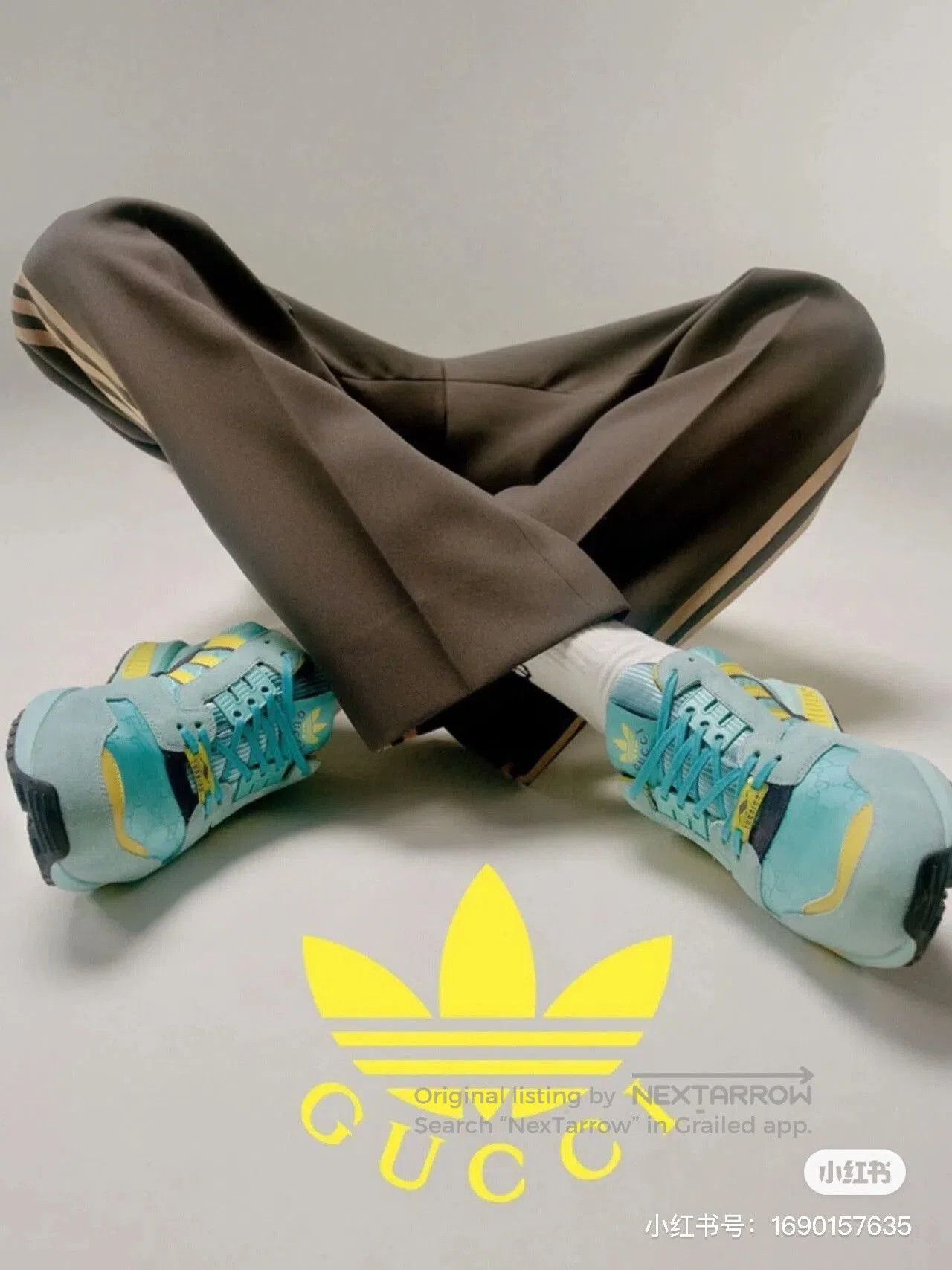 Gucci Gucci x Adidas Blue Yellow Women's Sneakers. Size US 5 / IT 35 - 3 Thumbnail