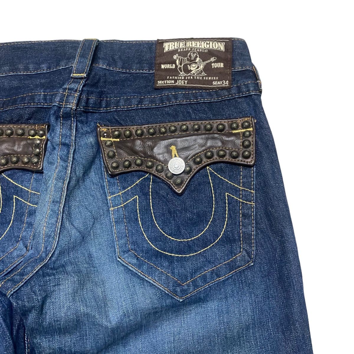 True Religion Vintage True Religion Joey Leather Flap Denim Flare Jeans Size US 31 - 11 Thumbnail
