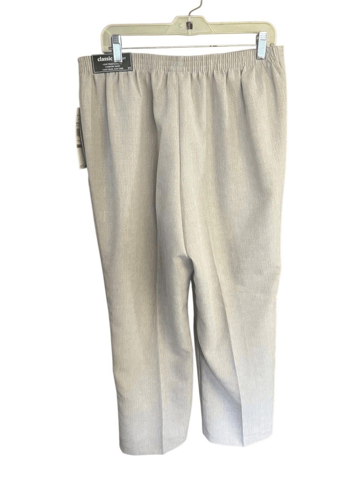 Designer Alfred Dunner Classic Fit Pull On Pants 14 Short Almond NWT Size 36" / US 14 / IT 50 - 2 Thumbnail