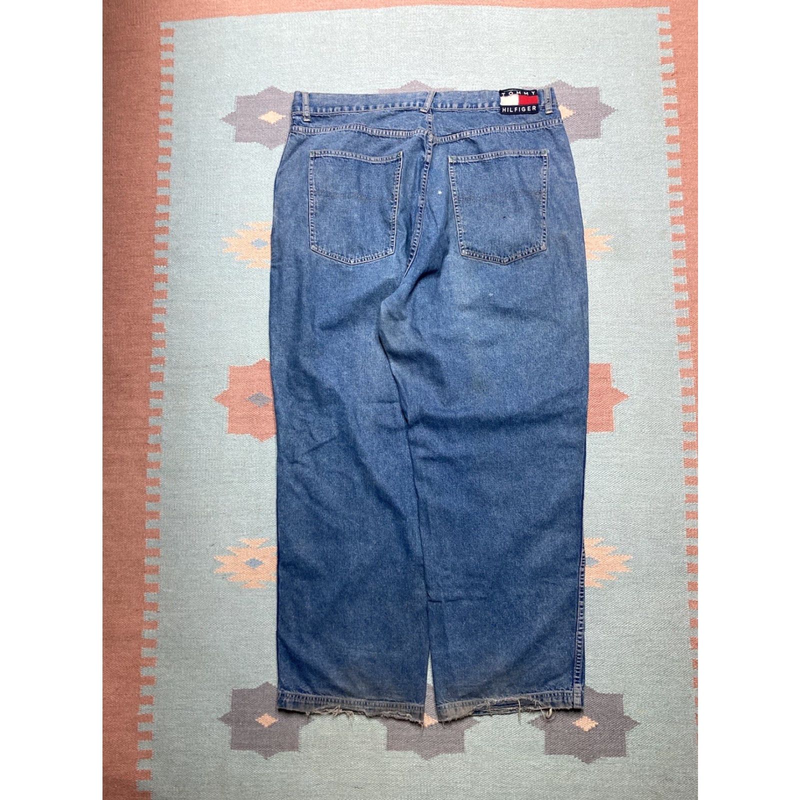 Tommy Hilfiger VINTAGE y2k baggy jeans Tommy Hilfiger cargo wide leg skater JNCO style 40x32 jeans Men Blue Wide-Leg 40 32 Size US 40 / EU 56 - 6 Thumbnail