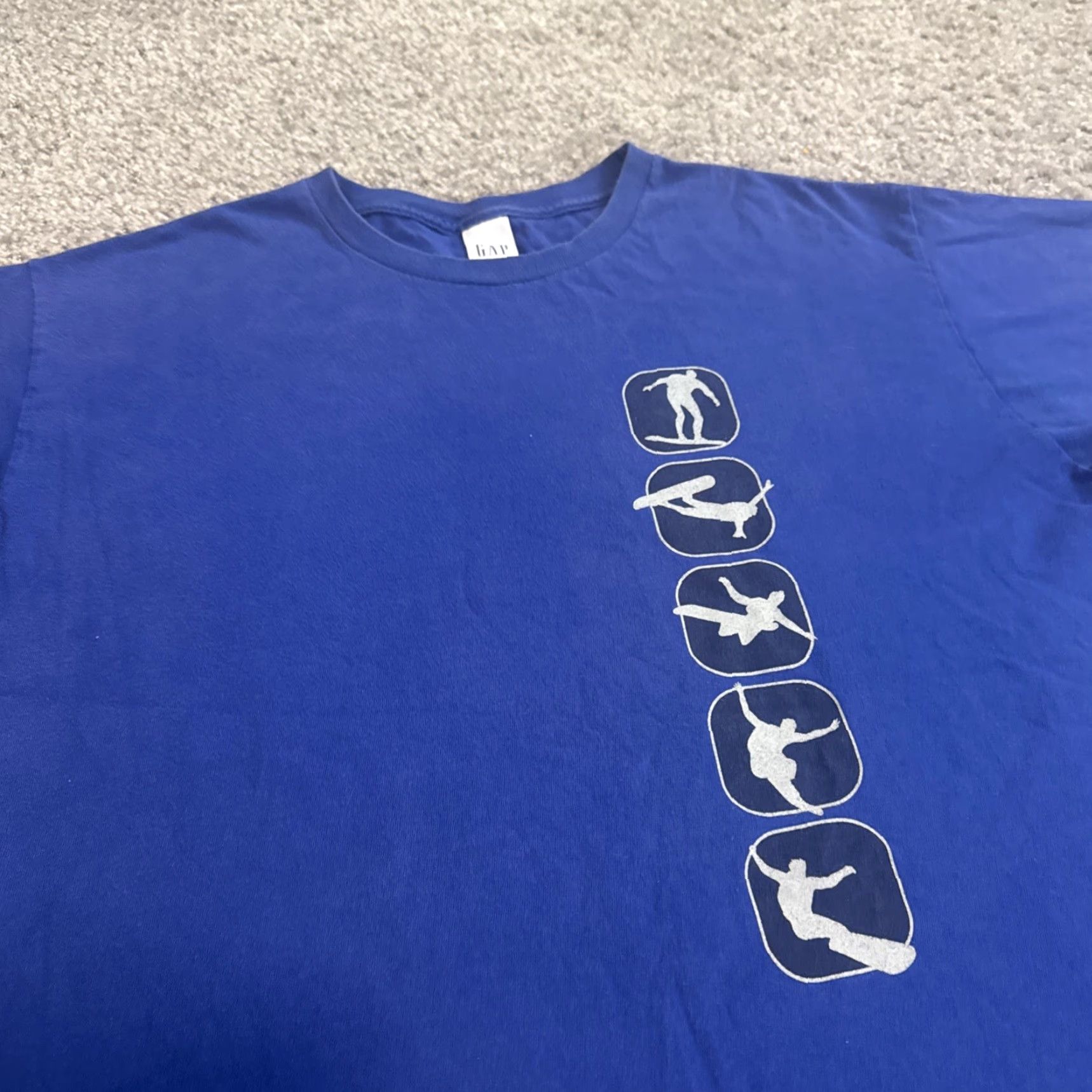 Gap VINTAGE 90s The GAP Snowboard Graphic Surf Skate Cyber Blue T-Shirt Large Size US L / EU 52-54 / 3 - 3 Thumbnail