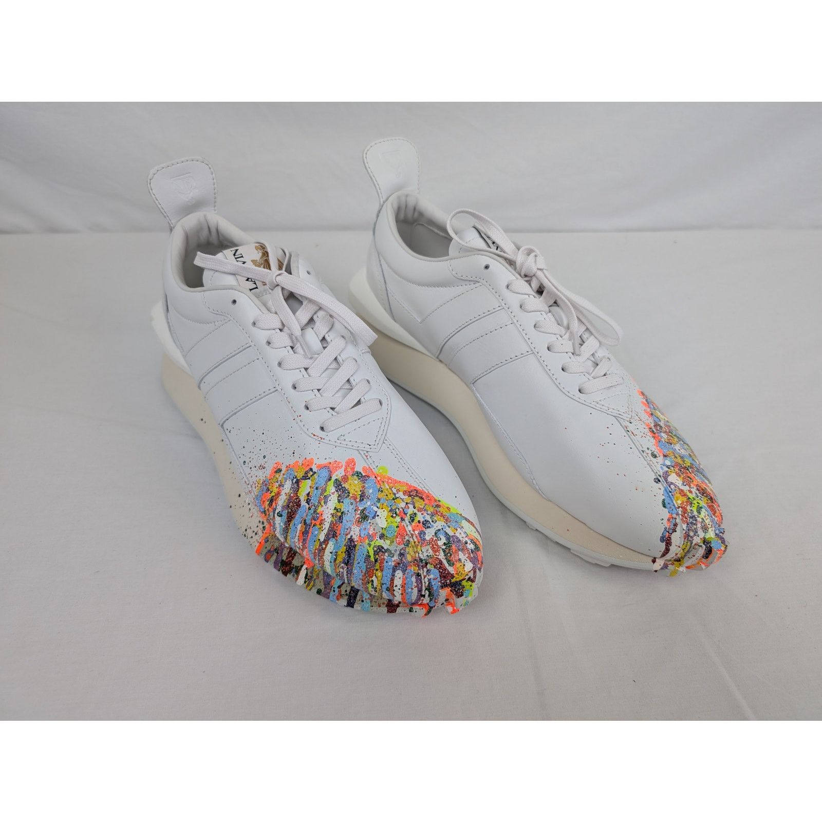 Lanvin o1rshd1 Paint Splatter Bump Sneakers in White Size US 14 / EU 47 - 4 Thumbnail