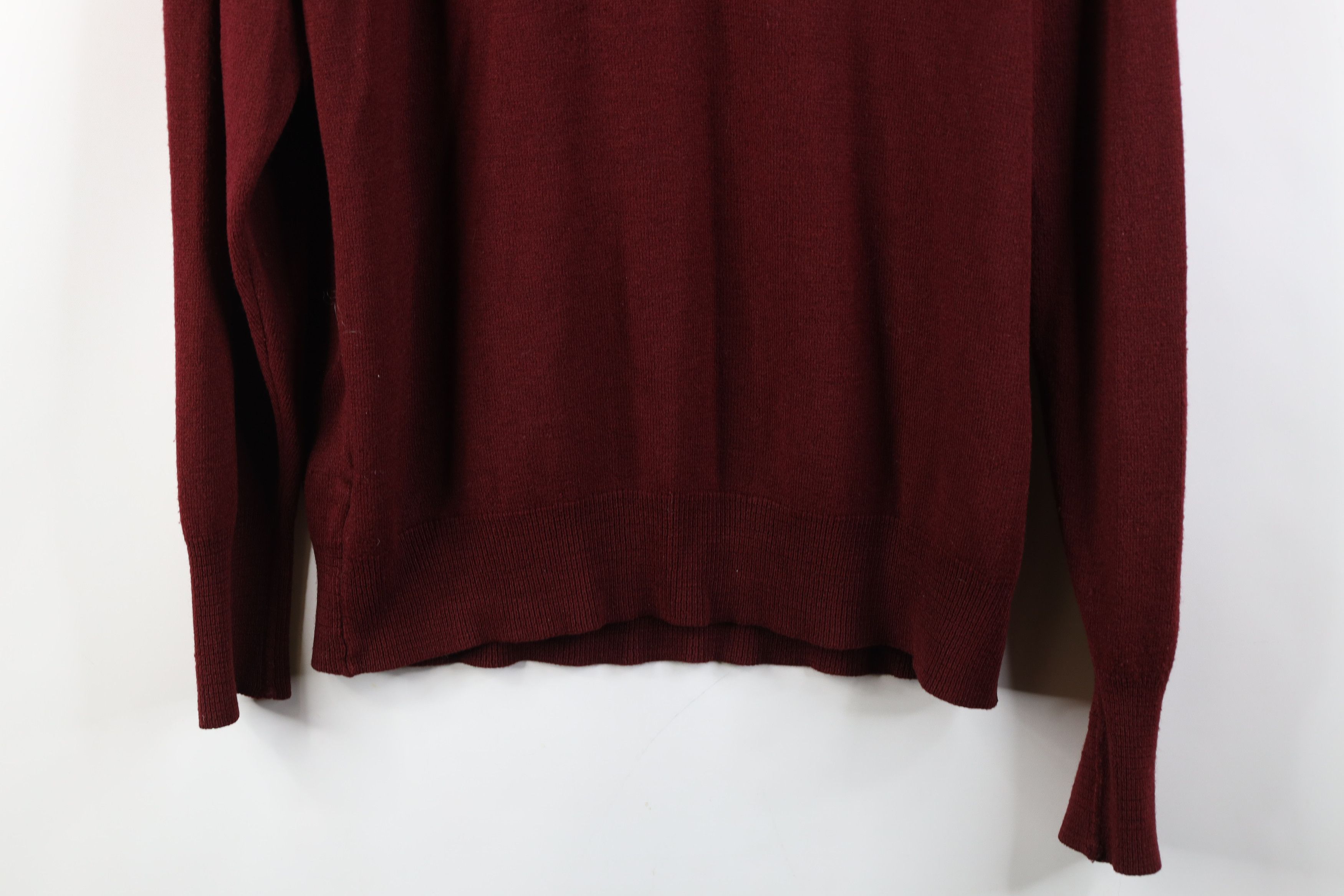 Christian Dior Monsieur Vintage 70s 80s Christian Dior V-Neck Sweater Burgundy USA Size US L / EU 52-54 / 3 - 3 Thumbnail