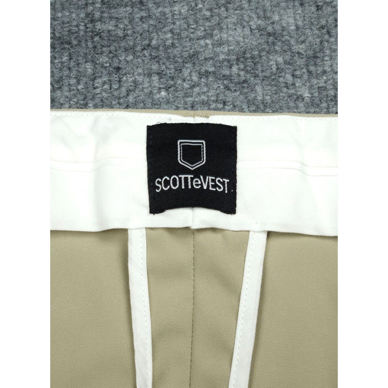Vintage ScotteVest Pants Mens 41 x 34 Beige Chino Travel 100% Poly SEV-02 | Regular Straight Pockets Stretch Mens Size 42R - 6 Thumbnail