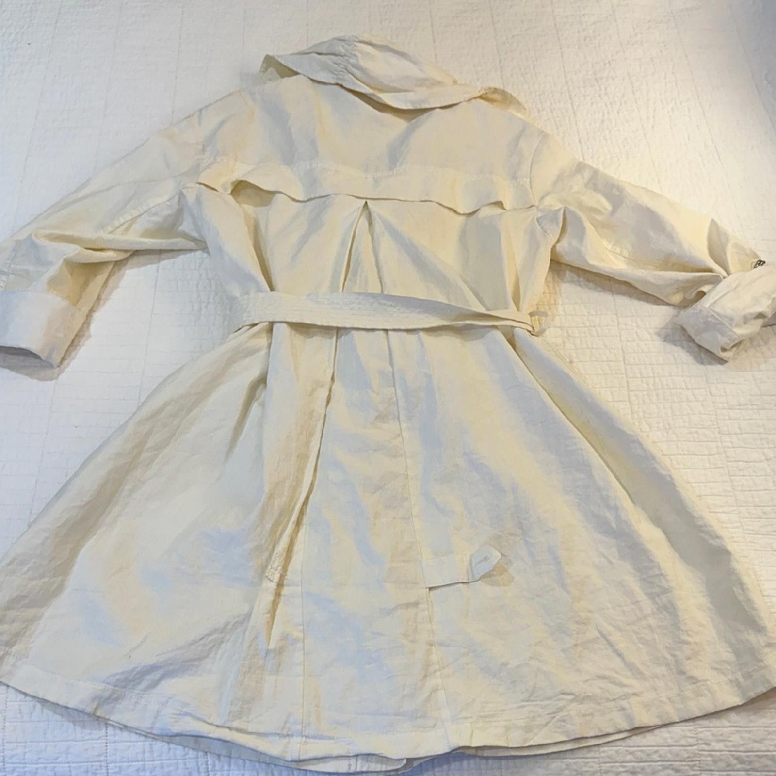 Other Lafayette 148 Small Waxy Linen Trench Coat Women Cream Belt Size S / US 4 / IT 40 - 4 Thumbnail
