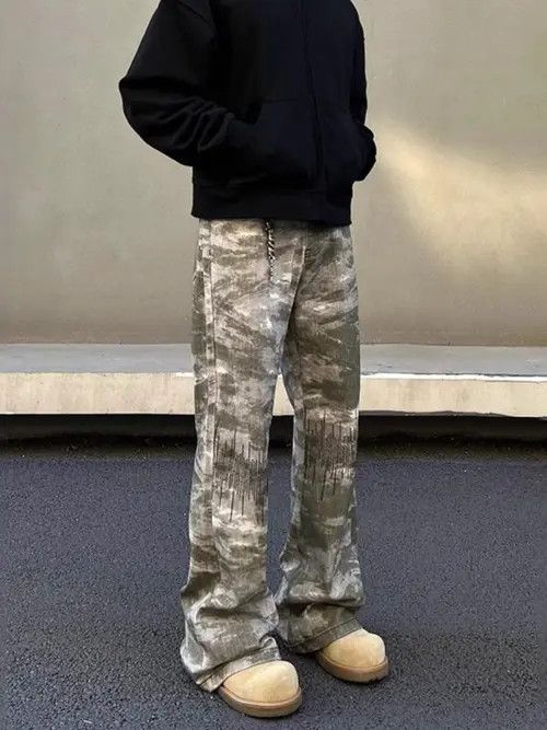 VIBE Camo Stacked Flare Wide Leg Pants Size US 30 / EU 46 - 8 Thumbnail
