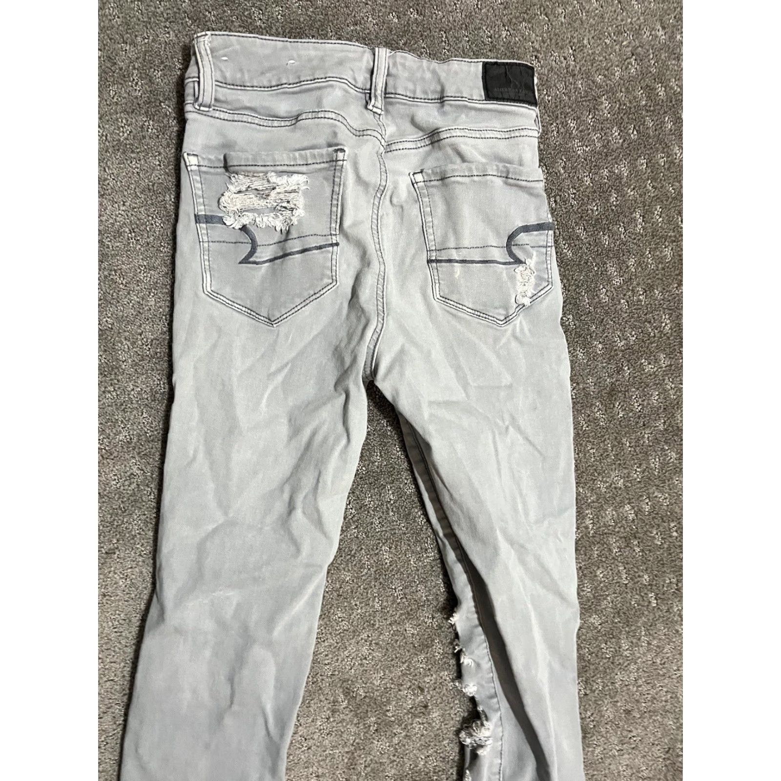 American Eagle Outfitters American Eagle Leggings High Rise Stretch Size 0 Gray Denim Destroyed Womens Size 25" / US 0 / IT 36 - 4 Thumbnail