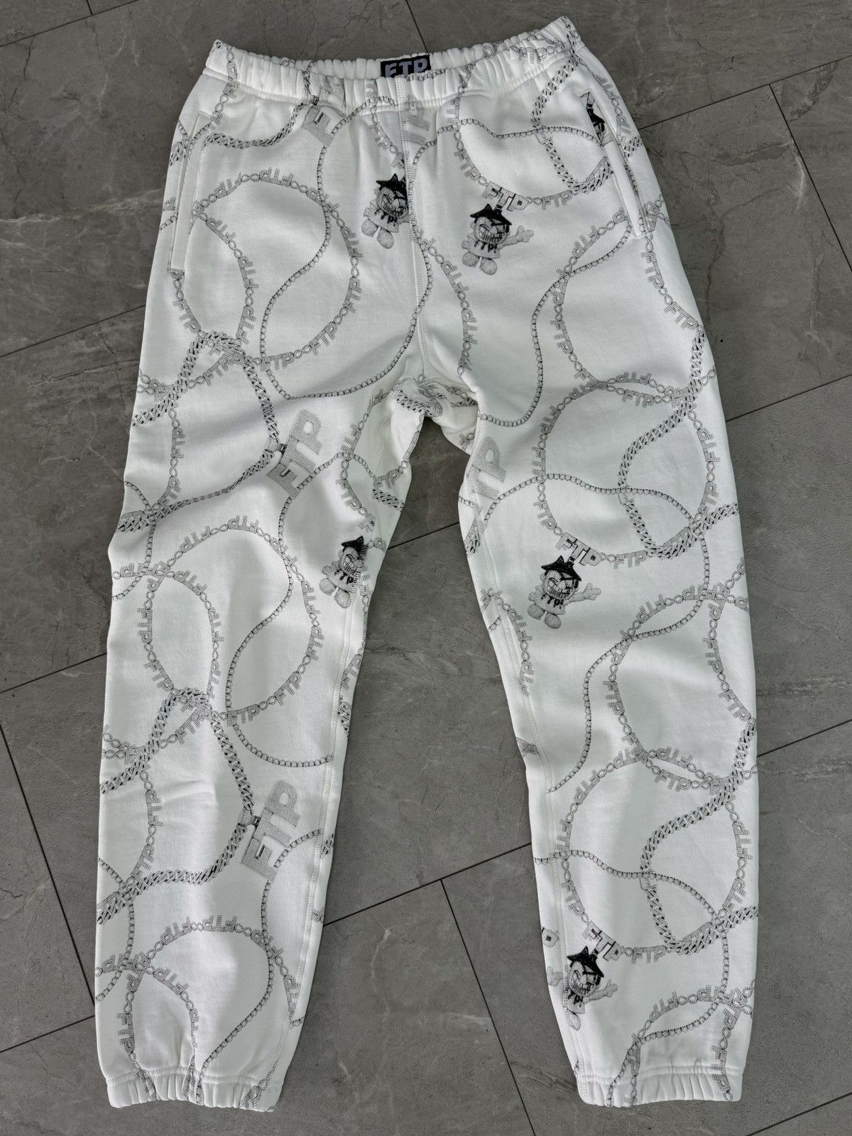 Fuck The Population FTP Boris Diamond Chain Sweatpants White Size US 30 / EU 46 - 1 Thumbnail