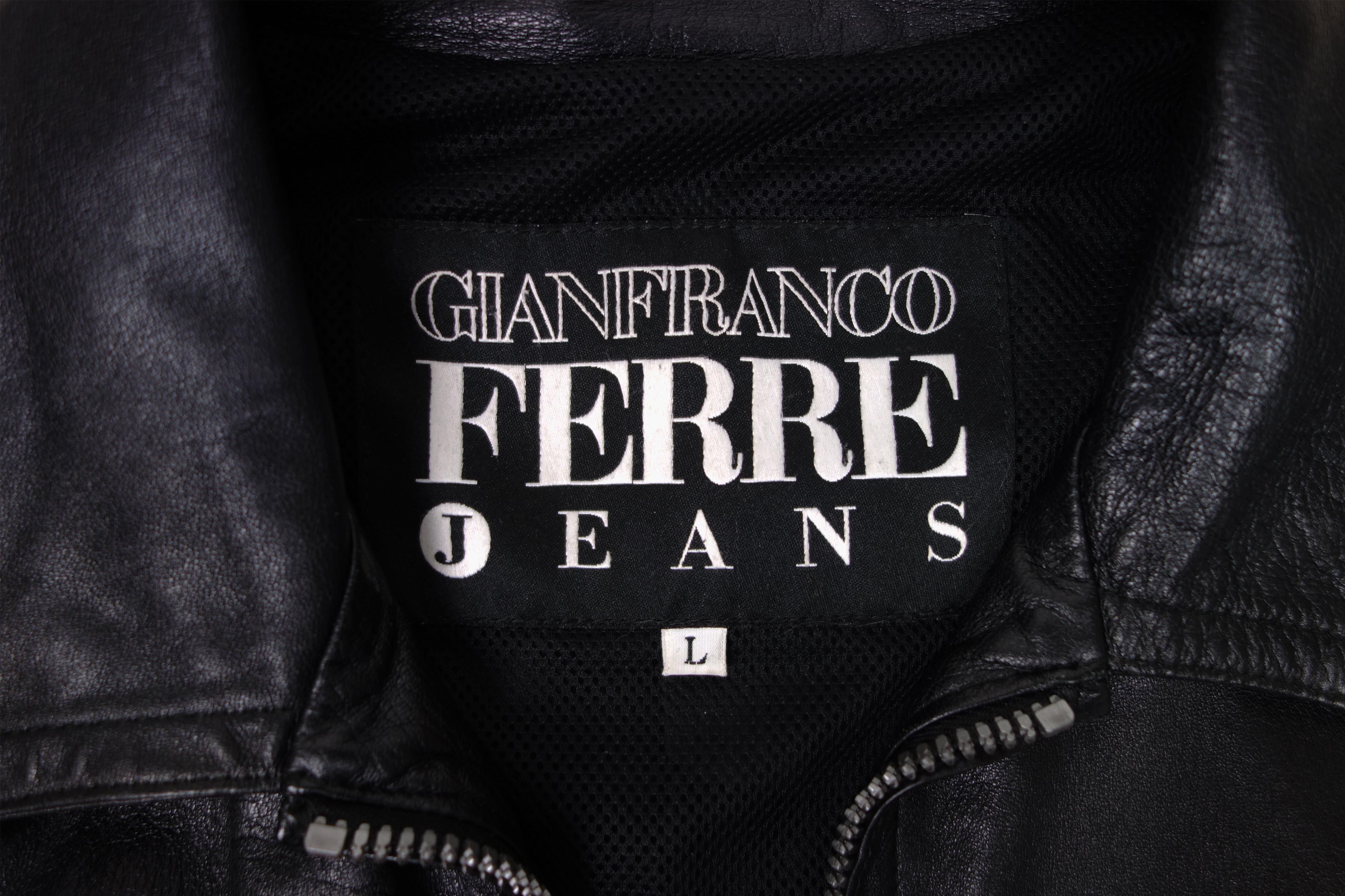 GF Ferre × Gianfranco Ferre GIANFRANCO FERRE Soft Leather Jacket Zip Vintage Size L 90s Size L / US 10 / IT 46 - 10 Thumbnail