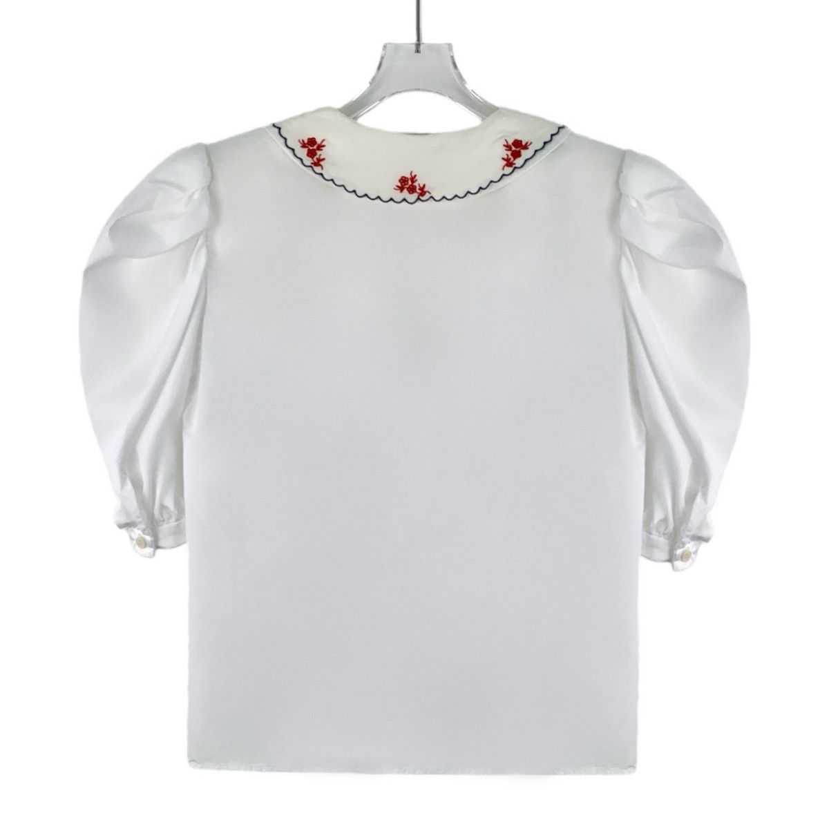 Miu Miu Miu Miu White Embroidered Puff Short Sleeve Blouse K26WX Size M / US 6-8 / IT 42-44 - 2 Thumbnail