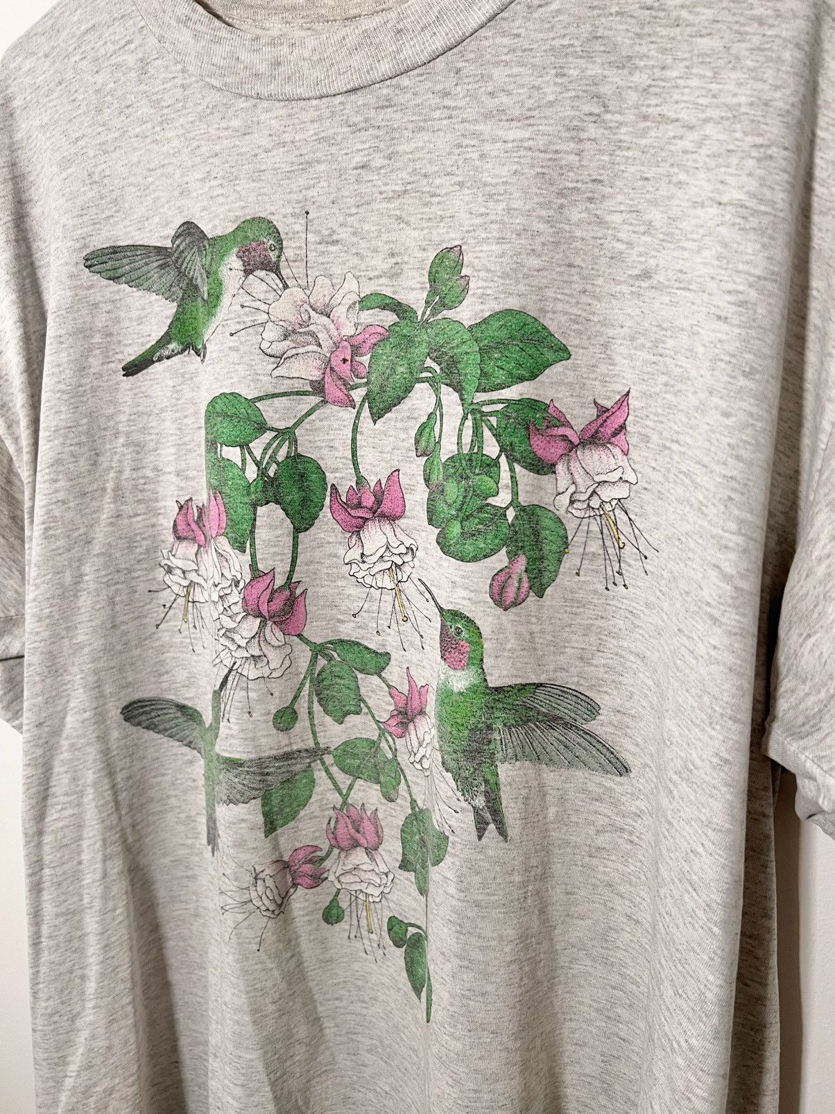 Vintage Vintage Bird + Flower Print T-Shirt Size US XL / EU 56 / 4 - 3 Thumbnail
