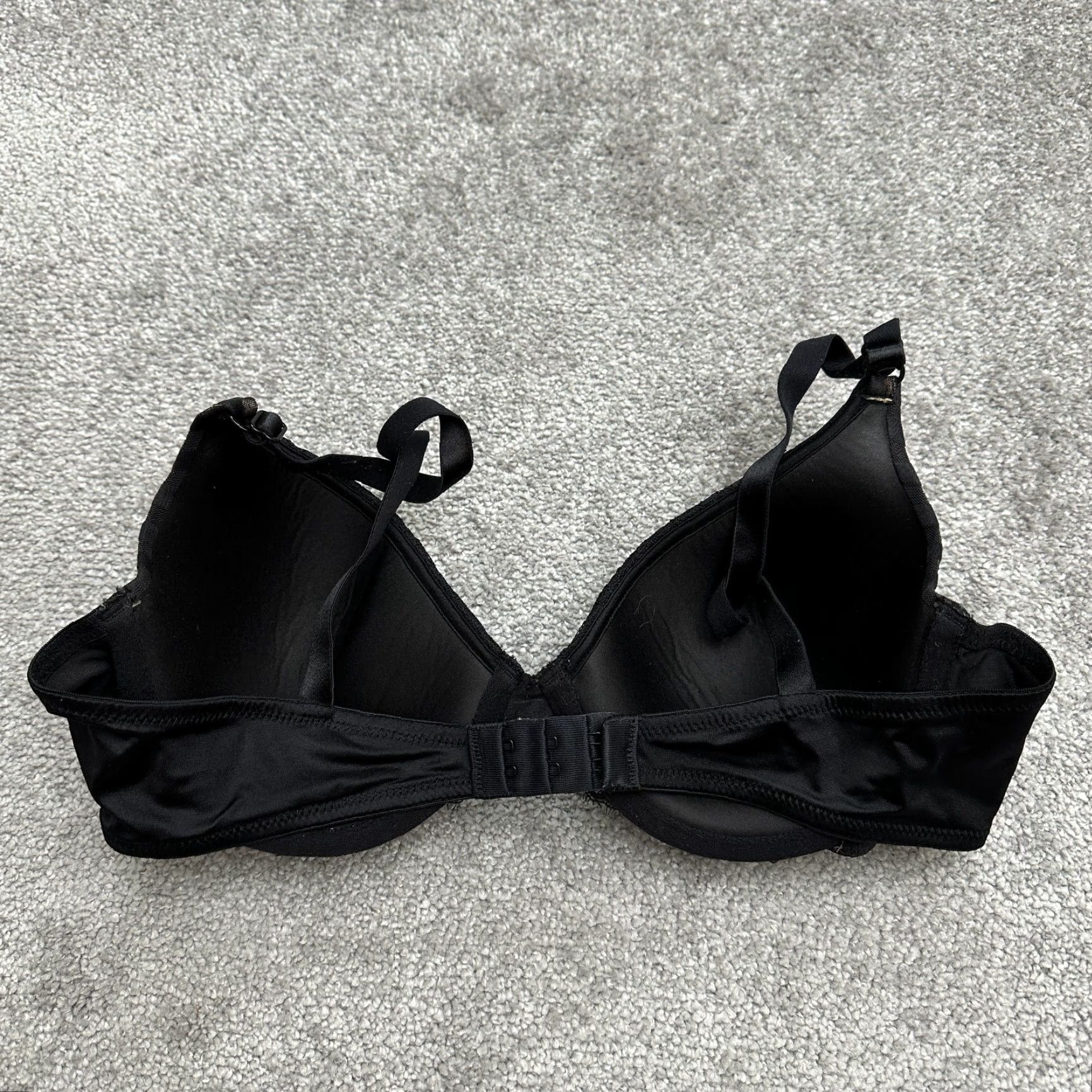 Vintage Maidenform Push Up Bra Women 38C Black Striped Lace Adjustable Strap 09415 Adult Regular Size 38C Womens Size ONE SIZE - 2 Thumbnail