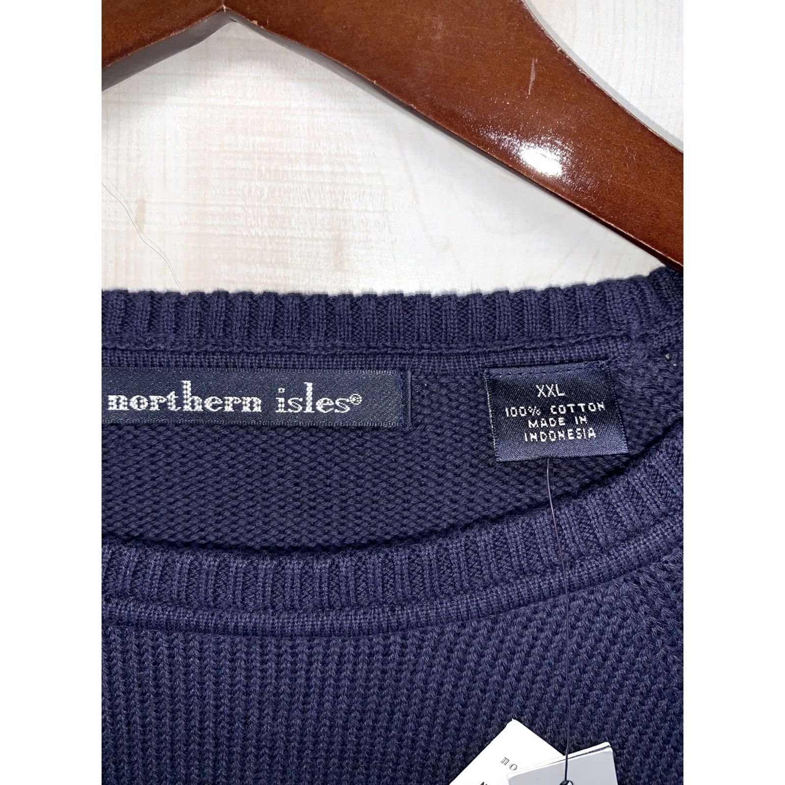 Vintage Northern Isles Aerospun Cotton Men’s Blue Knit Sweater NWT-4472 Size US XXL / EU 58 / 5 - 4 Thumbnail