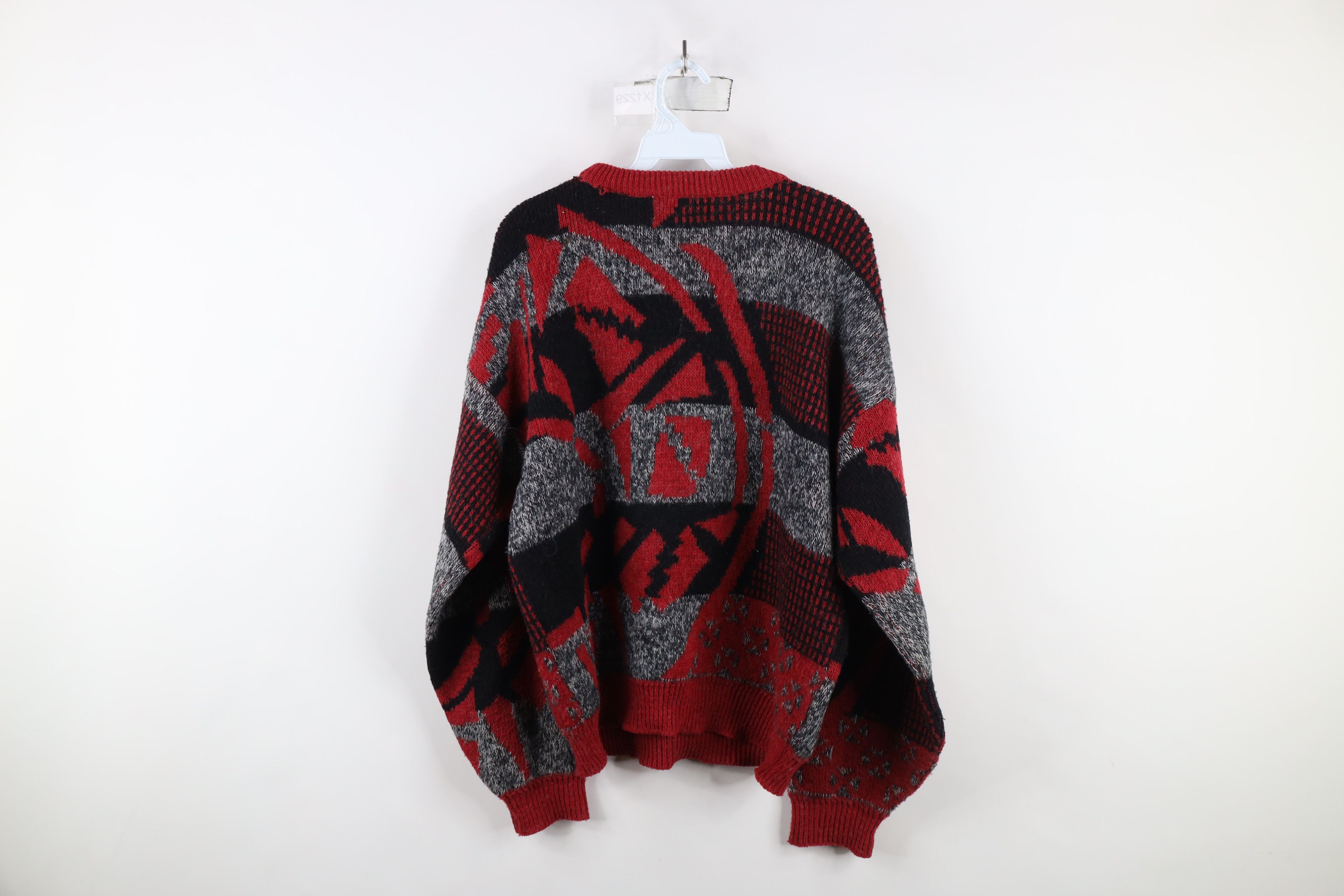 Vintage Vintage 90s Streetwear Blend Abstract Checkered Knit Sweater Size L / US 10 / IT 46 - 9 Thumbnail