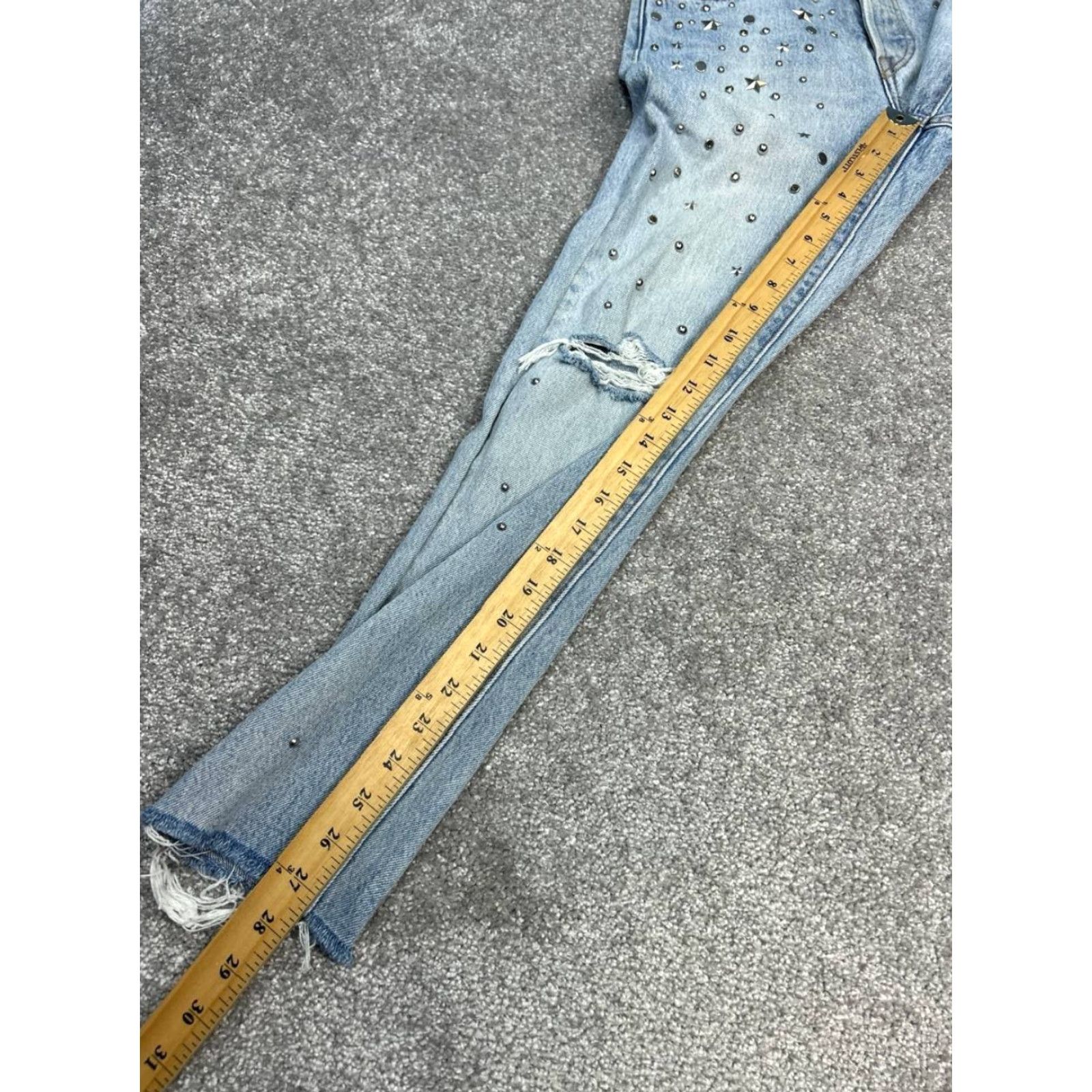 Levi's VINTAGE Levis 501 Jeans Womens 25x28 Blue Distressed Studded Frayed Hem 26x27 Shirt? Size 42" / US 20 - 2 Thumbnail