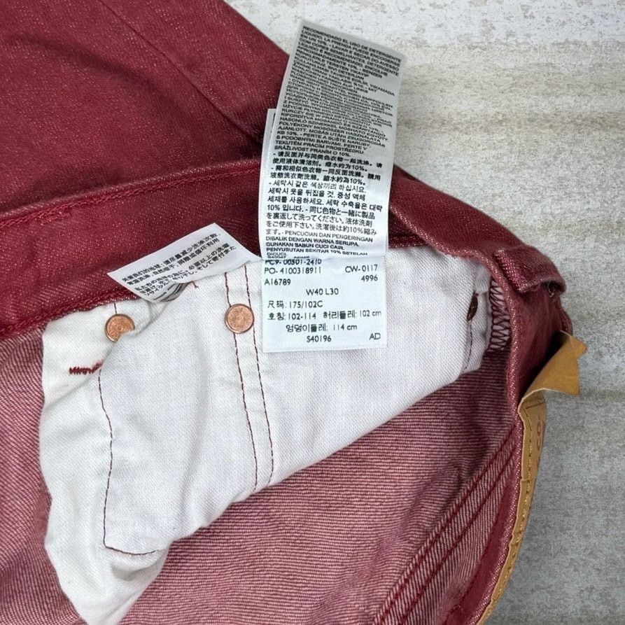 Levi's Vintage Y2K Levis Jeans 501 40x28 Regular Straight Red Wash Size US 40 / EU 56 - 6 Thumbnail