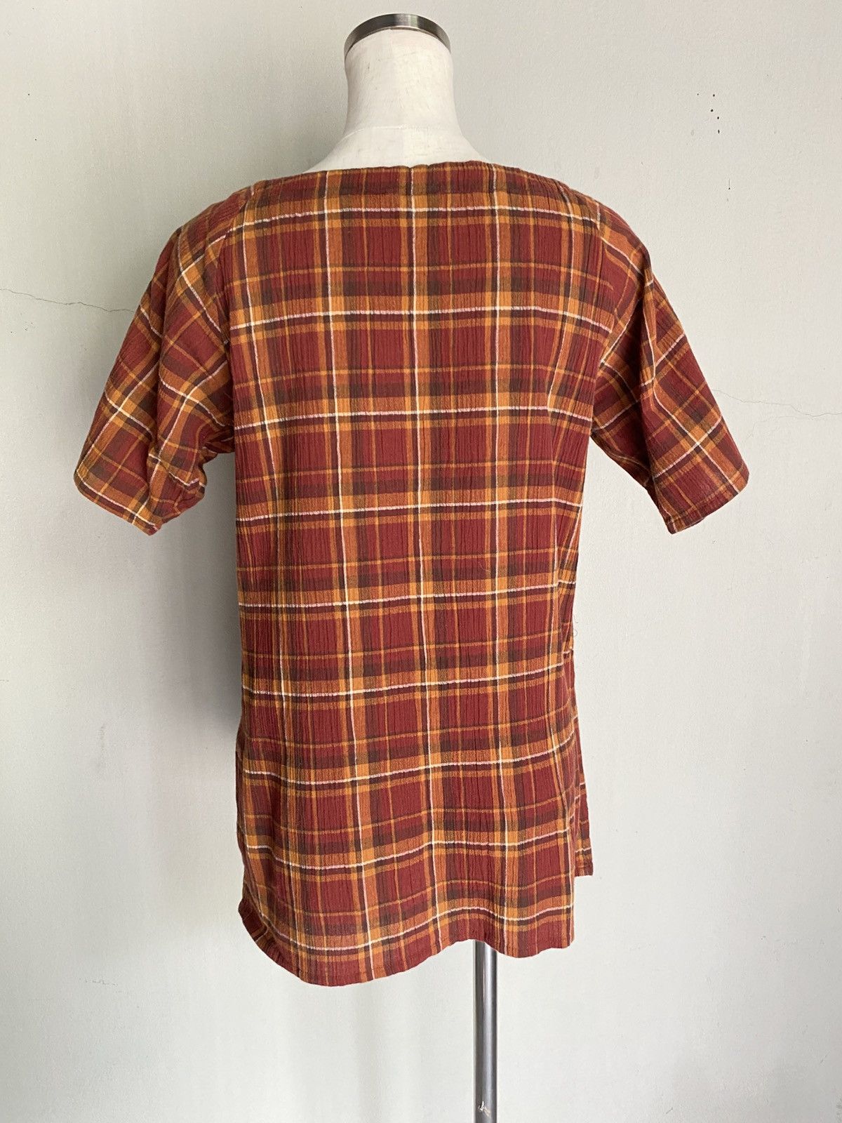 Japanese Brand Effets Plaid Tie-Neck Top Size M / US 6-8 / IT 42-44 - 13 Thumbnail