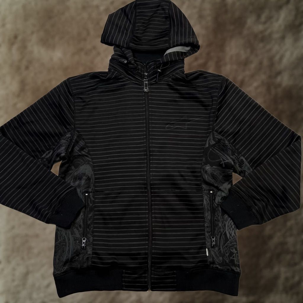 Alpinestars Alpinestars Jacket Mens L Black Full Zip Hooded Striped Softshell Logo Zipper Pocket Moto Street Size US L / EU 52-54 / 3 - 1 Thumbnail