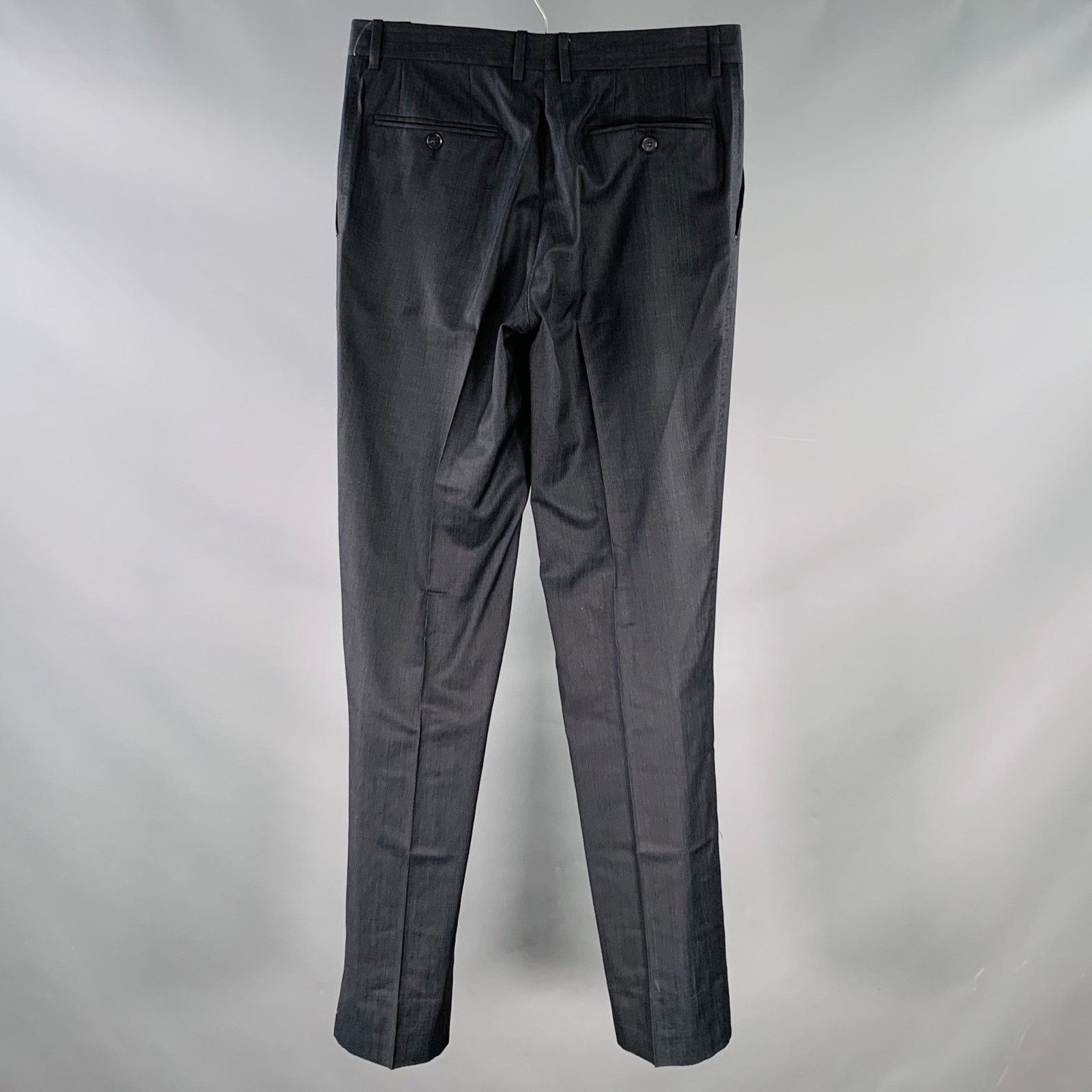 Dolce & Gabbana Size 30 Black Navy Dots Virgin Wool Silk Tapered Dress Pants Size US 30 / EU 46 - 2 Thumbnail