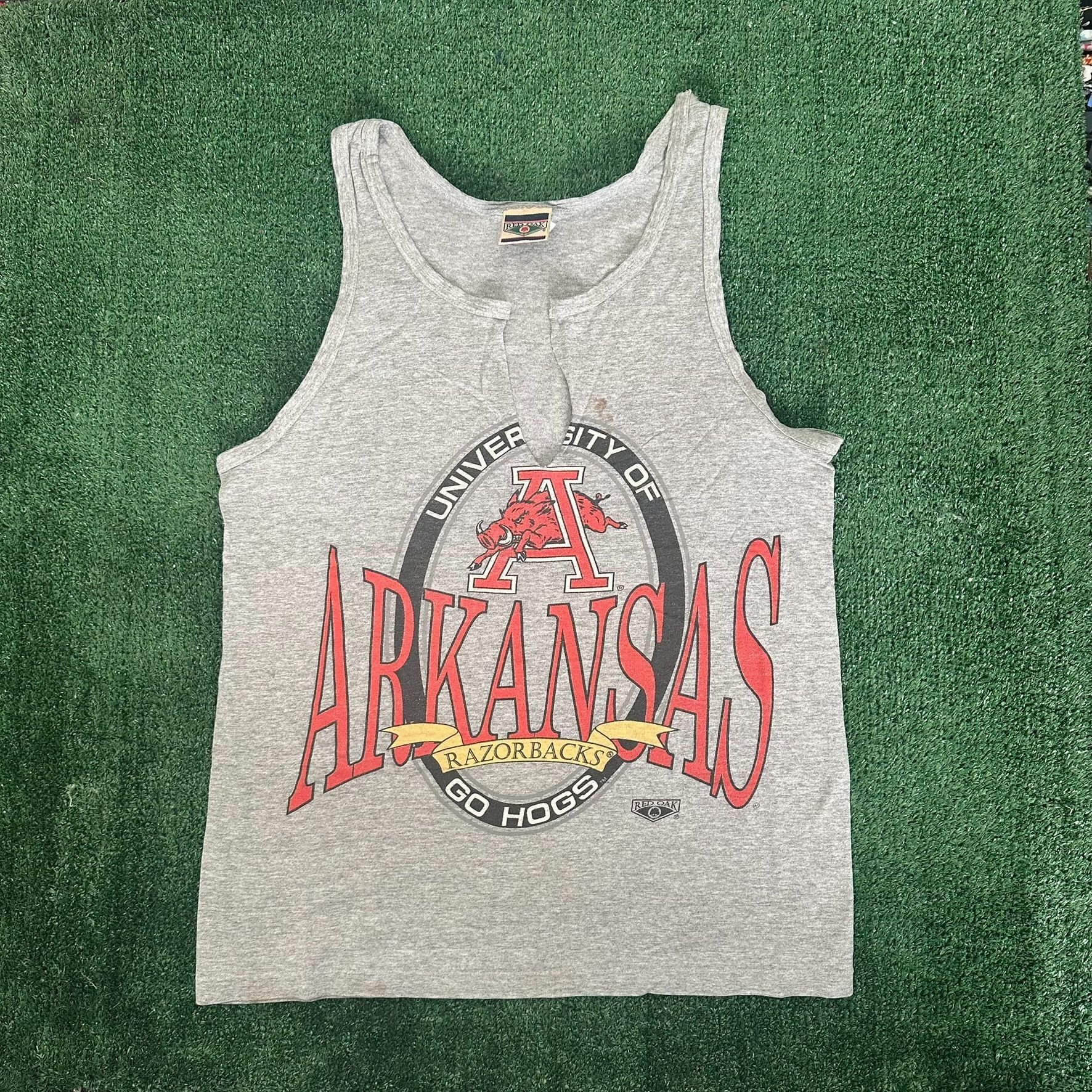 NCAA Vintage 90s Arkansas Razorbacks Tank Top Single Stitch Thras Size US M / EU 48-50 / 2 - 1 Thumbnail