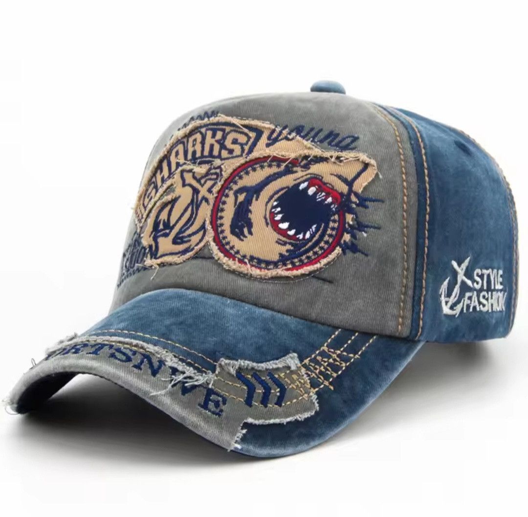 Other Custom Navy Blue Shark Trucker Hat Size ONE SIZE - 1 Preview