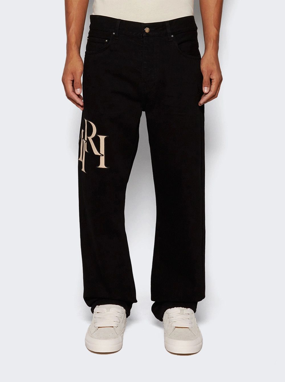Amiri o1s1wg110725 Staggered Logo Straight Jeans in Black Size US 36 / EU 52 - 3 Thumbnail