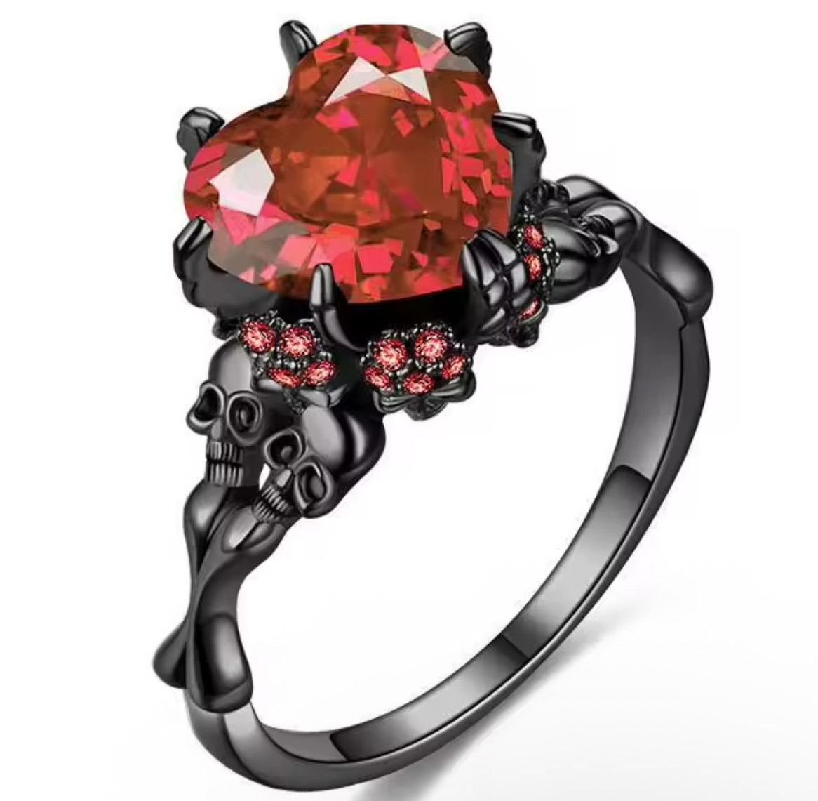 Japanese Brand Rare Retro Wife Skull Gothic Punk Red Heart Ring Size 8 Size ONE SIZE - 1 Thumbnail