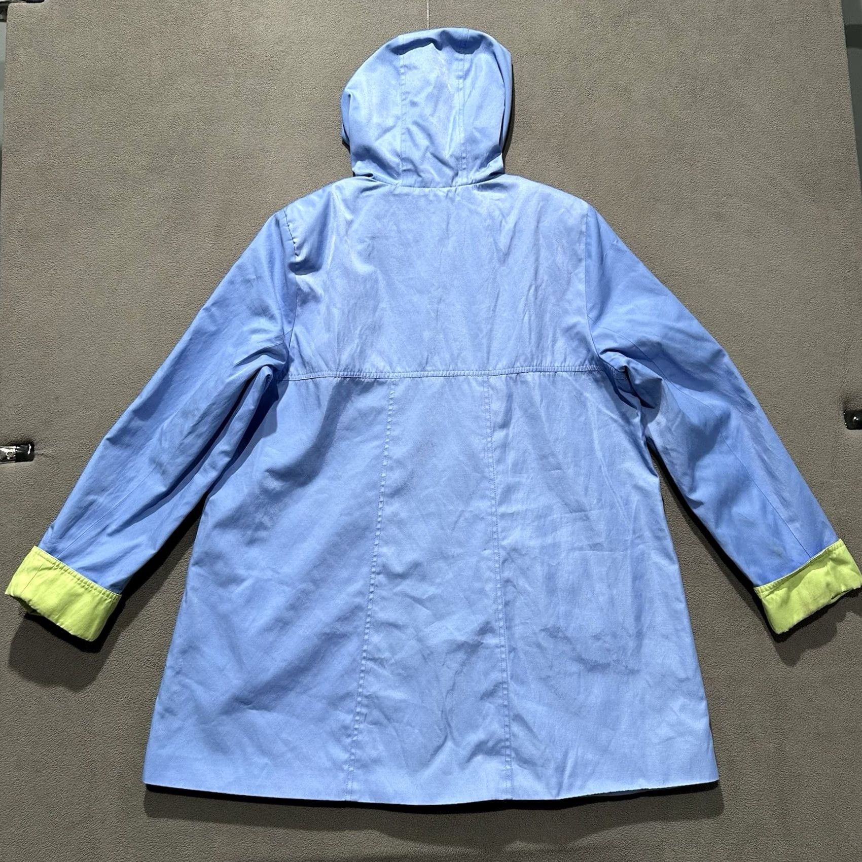 Vintage Apple Seeds Jacket Womens Large Blue Snap Front Hooded Outdoor Rain Coat Cuffed Size L / US 10 / IT 46 - 2 Thumbnail