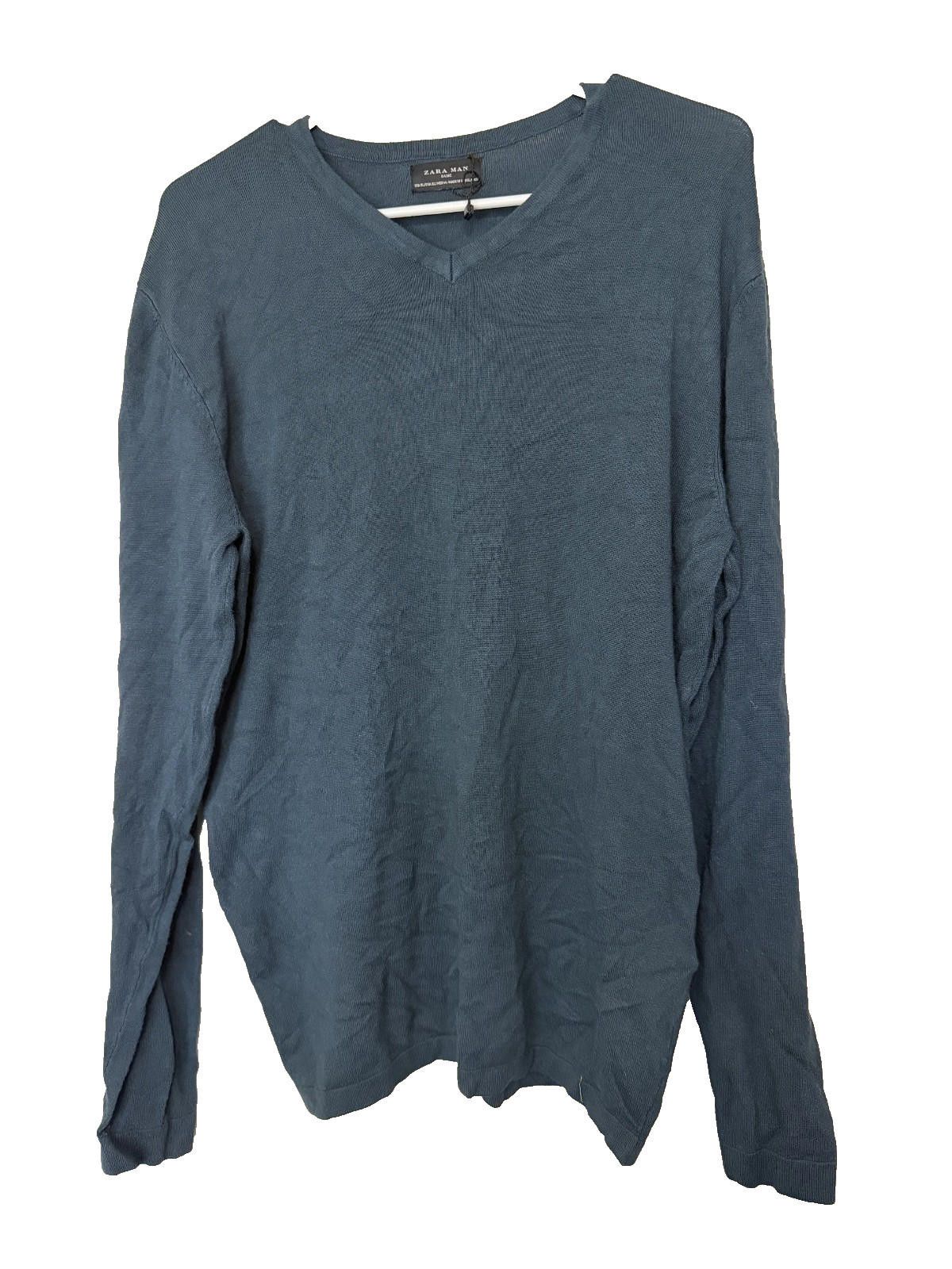 Zara Zara Man Blue V Neck Pullove Sweater Mens XL Size US XL / EU 56 / 4 - 1 Thumbnail