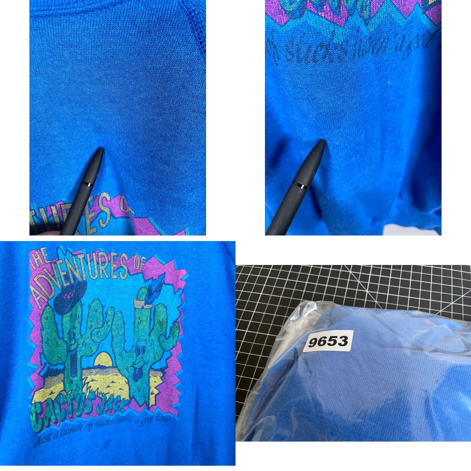 Vintage VINTAGE 90s Adventures of Cactus Jacket Sweatshirt Raglan Sleeves Blue Adult Large Mens Sweatshirt Size US L / EU 52-54 / 3 - 8 Thumbnail