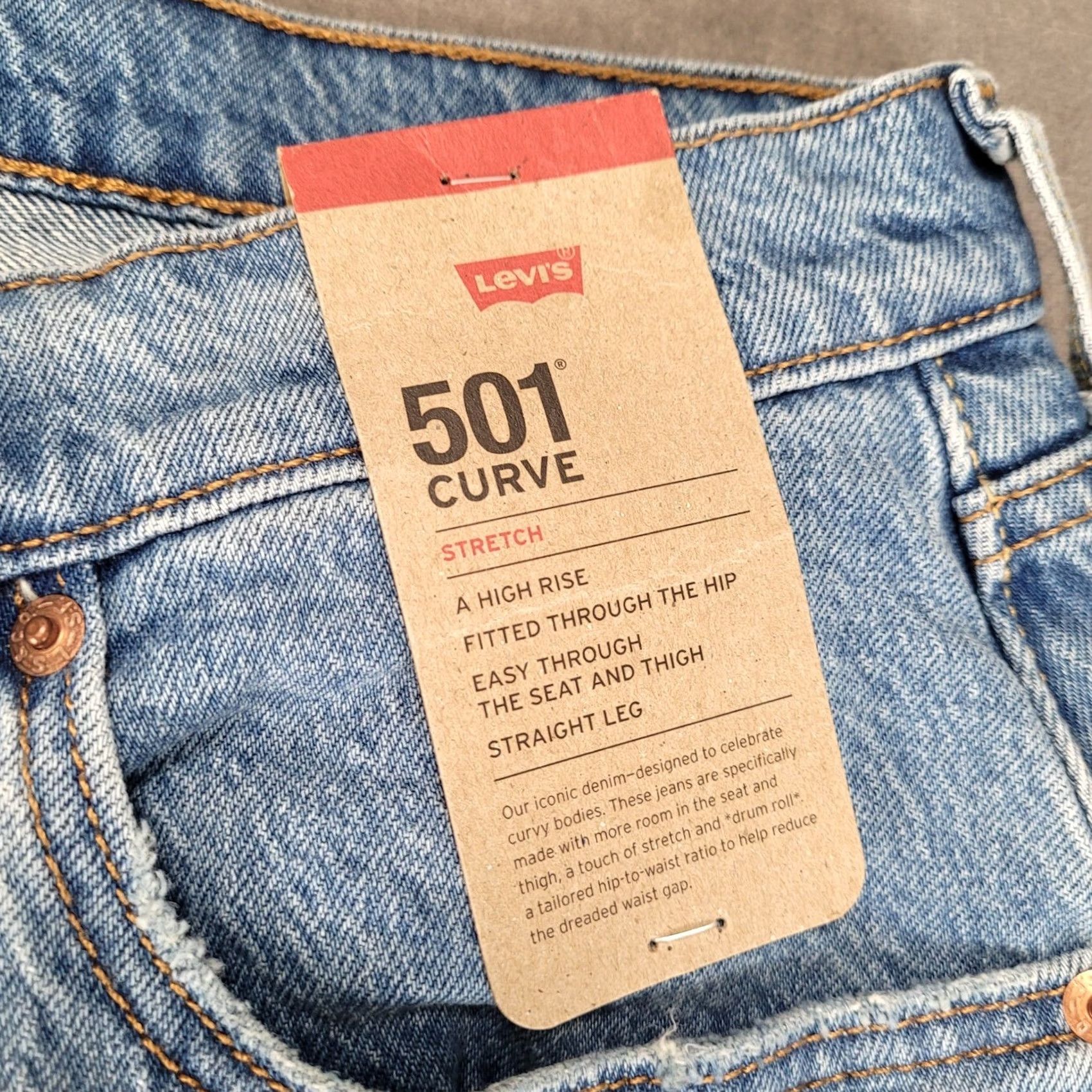 Levi's Womens Levis 501 Jeans 31x30 Light Blue High Rise Stretch Straight Leg NEW Size 24" / US 00 / IT 34 - 2 Thumbnail