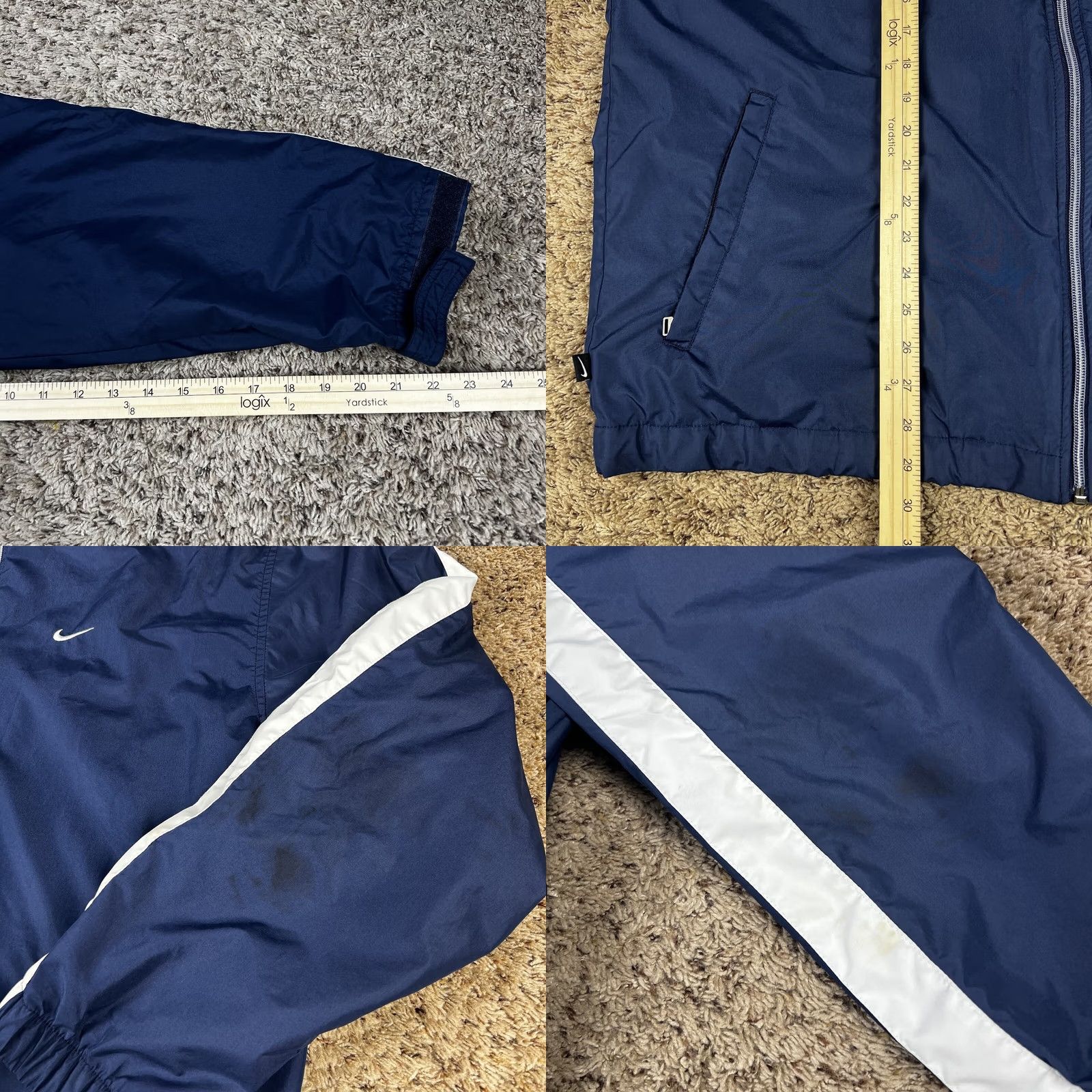 Nike VINTAGE Nike Zip Up Windbreaker Jacket Blue XL White Embroidered Swoosh Logo Mens Jacket Size US XL / EU 56 / 4 - 9 Thumbnail