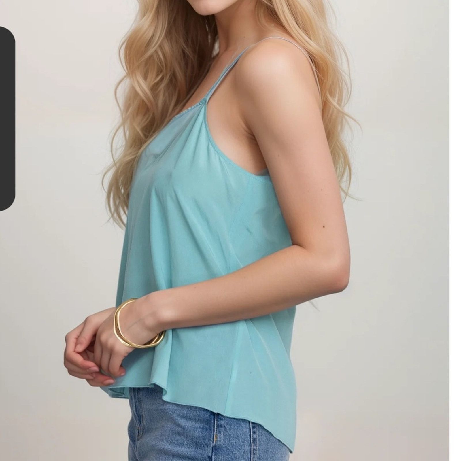 Johnny Was Johnny Was Etta Silk Cami Tank – Robin’s Egg Blue – Size S Size S / US 4 / IT 40 - 2 Thumbnail