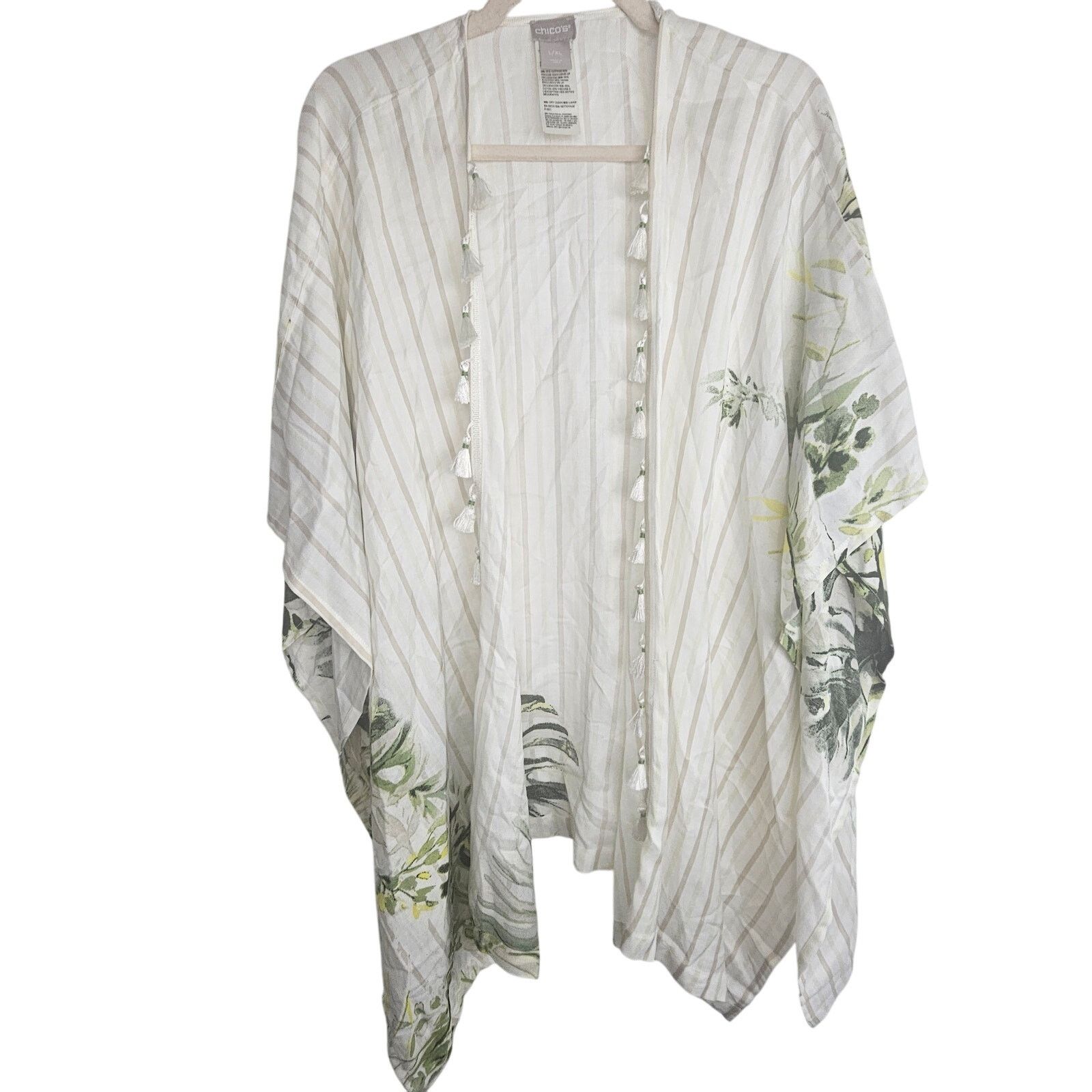 Chicos Chicos Duster Tropical Bahama Island Kimono Fringe Size L/XL Size L / US 10 / IT 46 - 1 Thumbnail