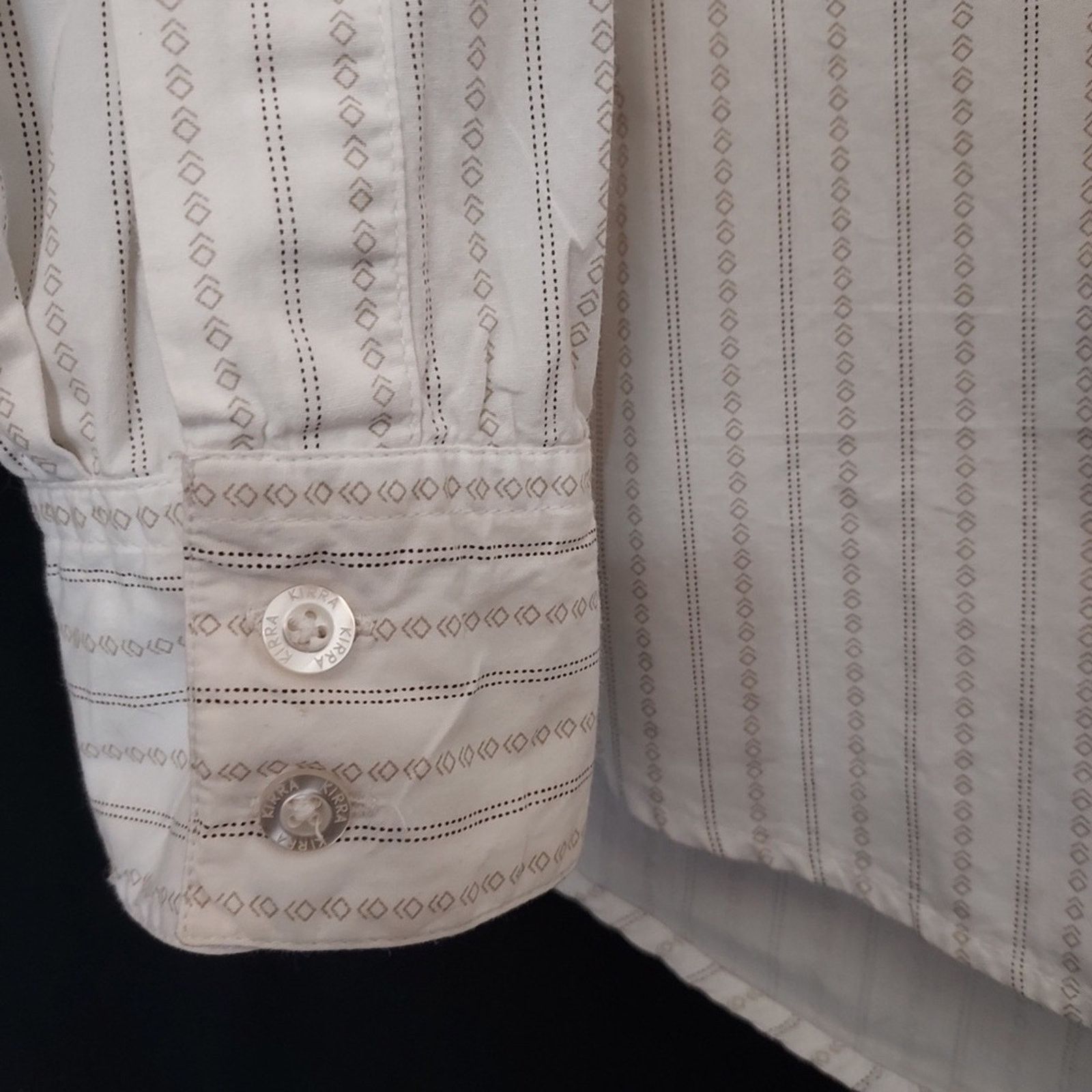 Kirra Kirra Men’s Cotton White Geometric Striped Button Up Shirt Size US L / EU 52-54 / 3 - 9 Thumbnail