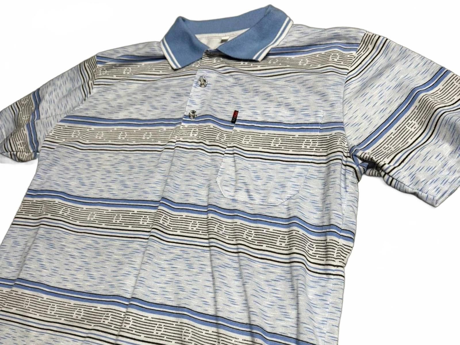 Designer Stylish Blue Striped Polo Shirt - Size L Size US L / EU 52-54 / 3 - 3 Thumbnail