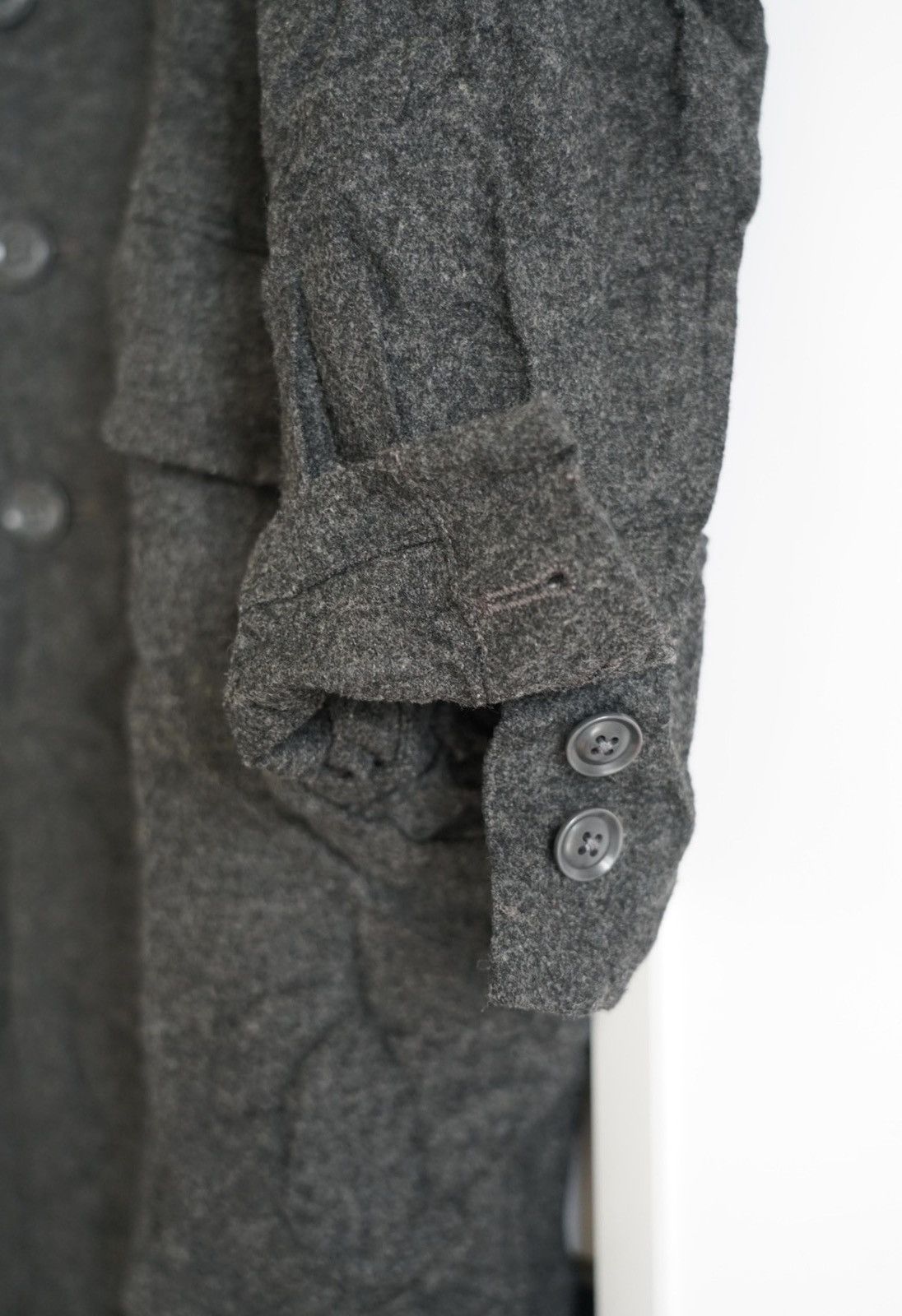 Yohji Yamamoto Yohji Yamamoto 16aw Crinkled Vintage Grey Wool Coat K4 Size US M / EU 48-50 / 2 - 3 Thumbnail