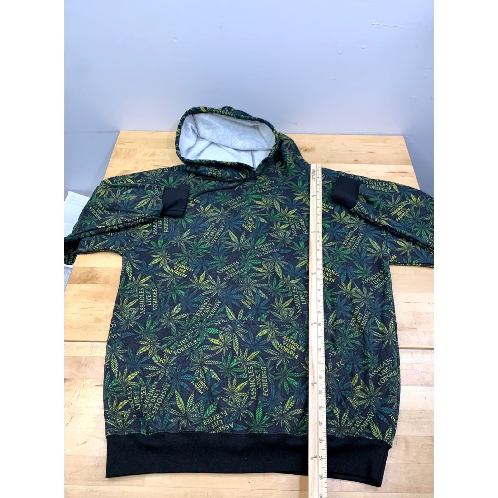 Olive Aholes Live Forever Hoodie Men L Hooded Pullover Green Cotton Fleece 3-Season Regular Sweatshirt Size US L / EU 52-54 / 3 - 3 Thumbnail