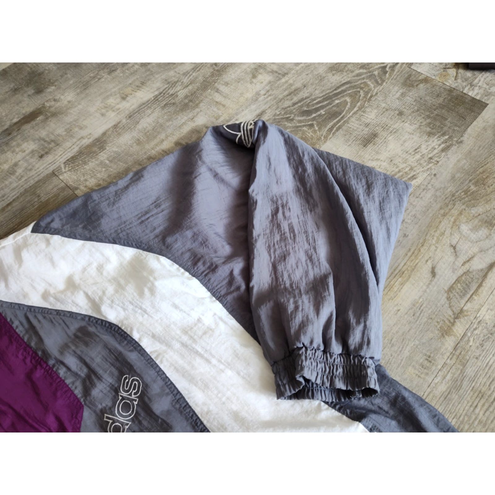 Adidas Vintage Adidas Full Zip Striped Windbreaker Jacket Men’s XL Purple Gray Spellout Size US XL / EU 56 / 4 - 4 Thumbnail