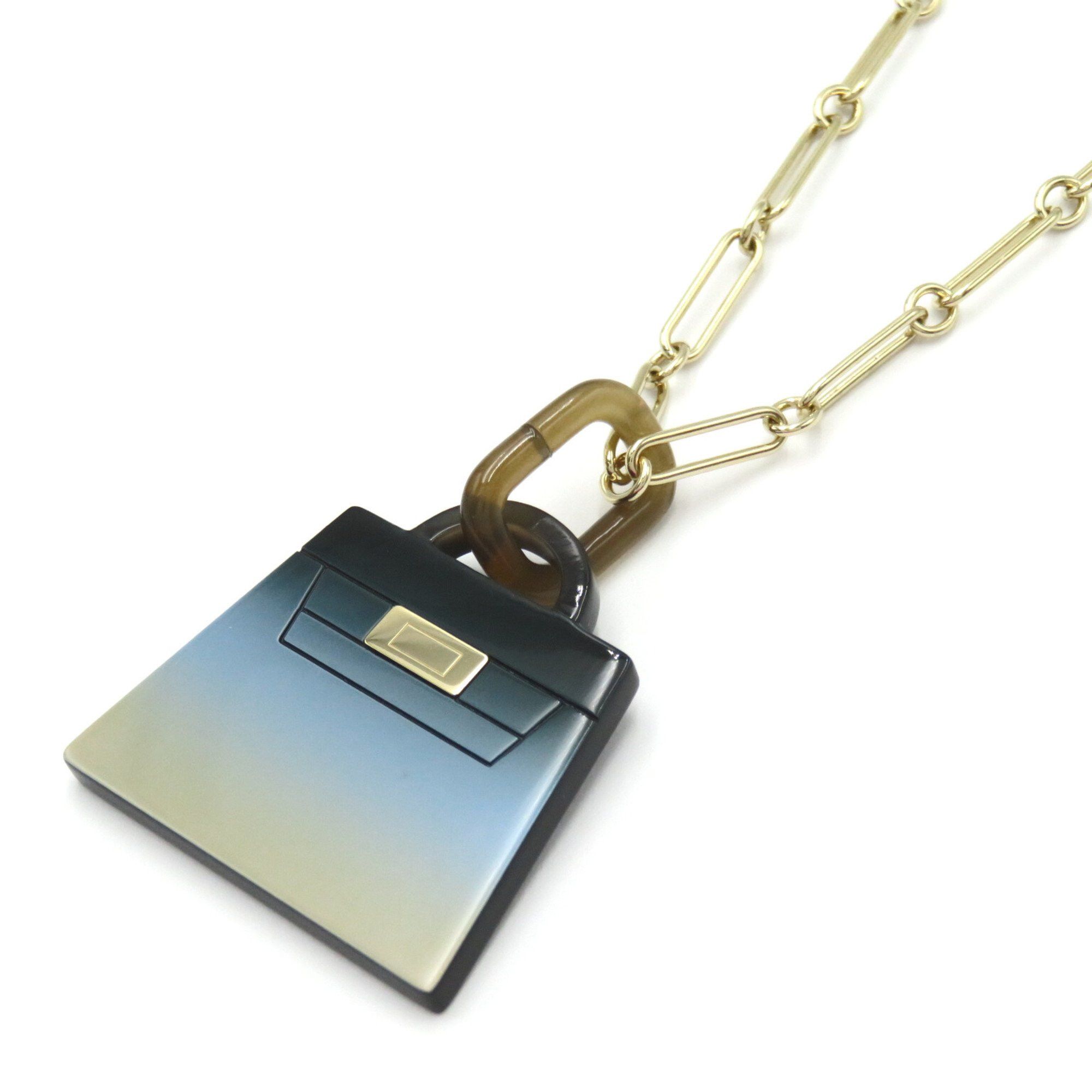 image of Hermes Kelly Fusionnecklace Necklace Blue Gold Plastic Blue Gold, Women's