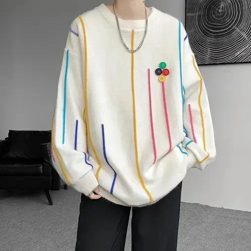 Aran Isles Knitwear × Japanese Brand Sweater Men Patchwork Color Tassels Knitted Size US L / EU 52-54 / 3 - 4 Thumbnail