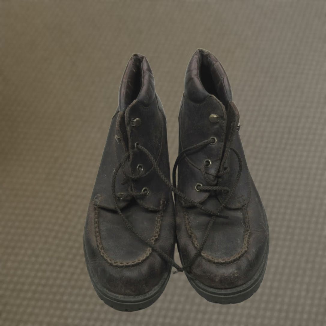 Vintage ACME Black Leather Pecos Lug Sole Boots Stacked Heel 