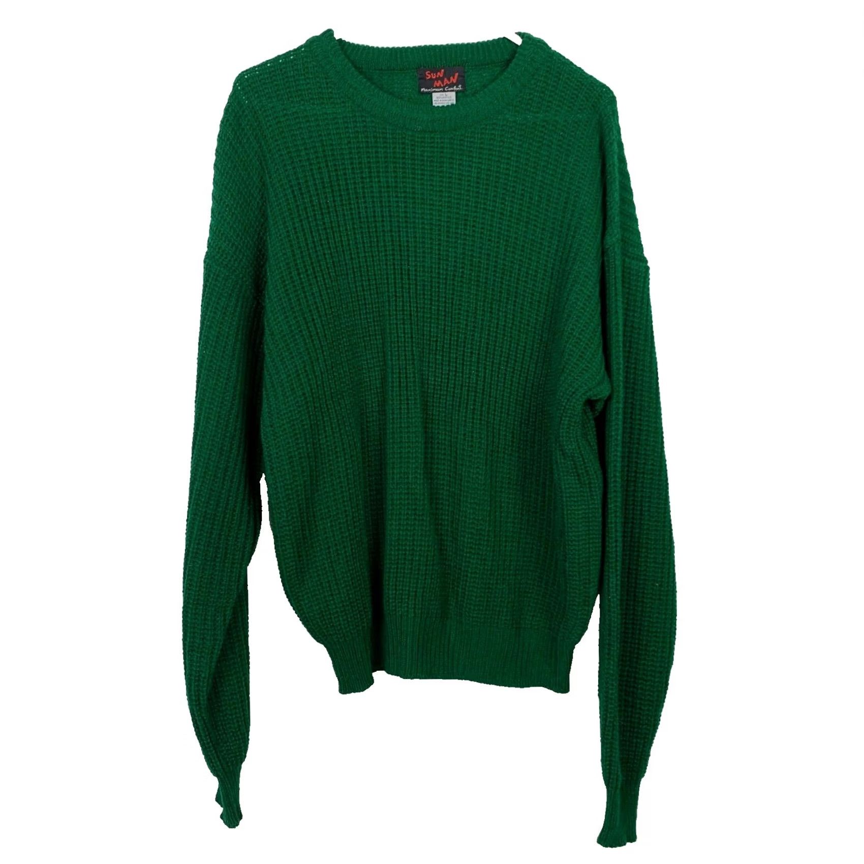 Vintage VINTAGE Sun Man Chunky Knit Green Sweater Mens Large 70s Indie Sleaze Size US L / EU 52-54 / 3 - 2 Thumbnail